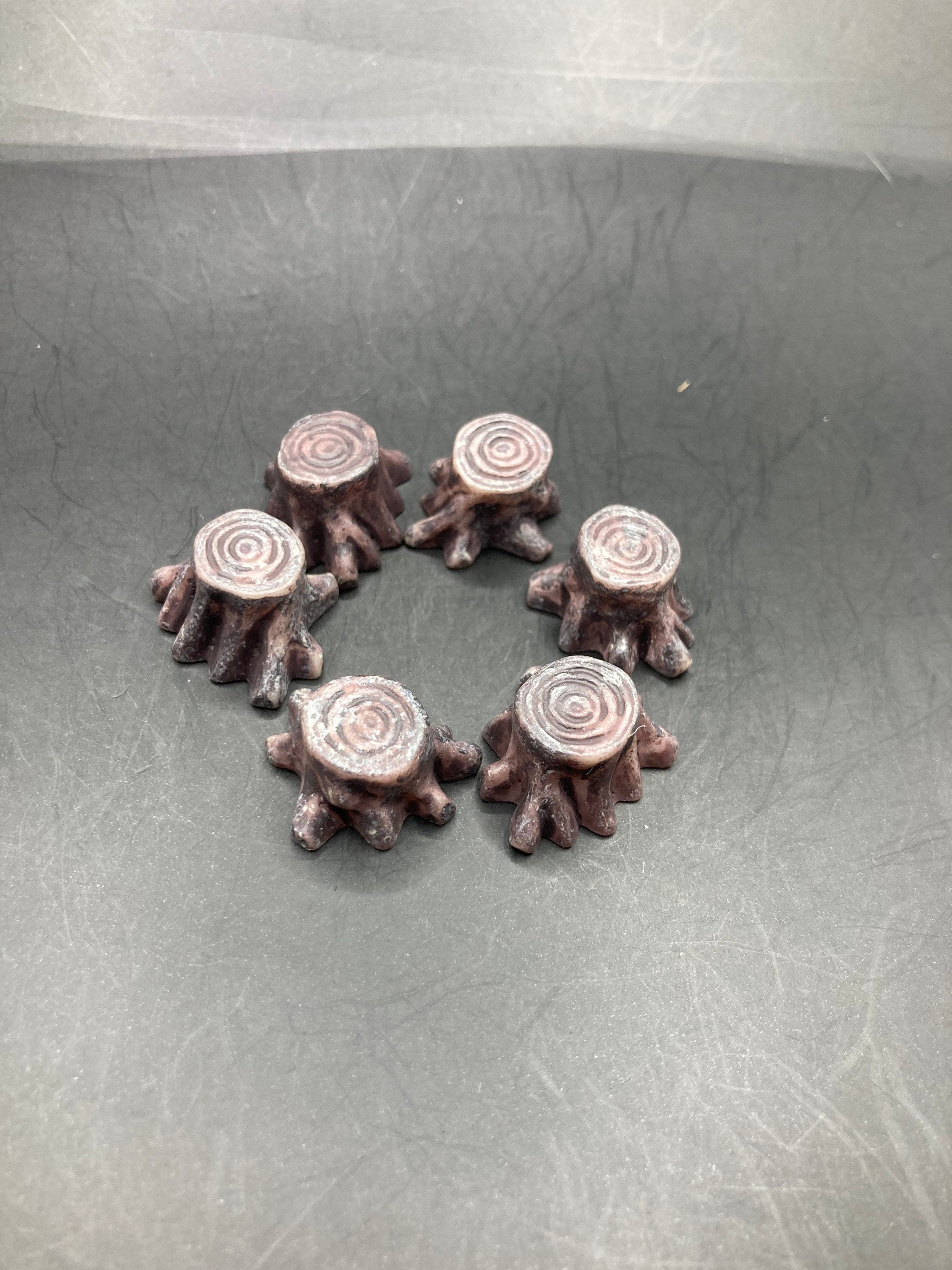 Mini Dark Brown Resin Tree Stump Cake Topper: Woodland Decoration