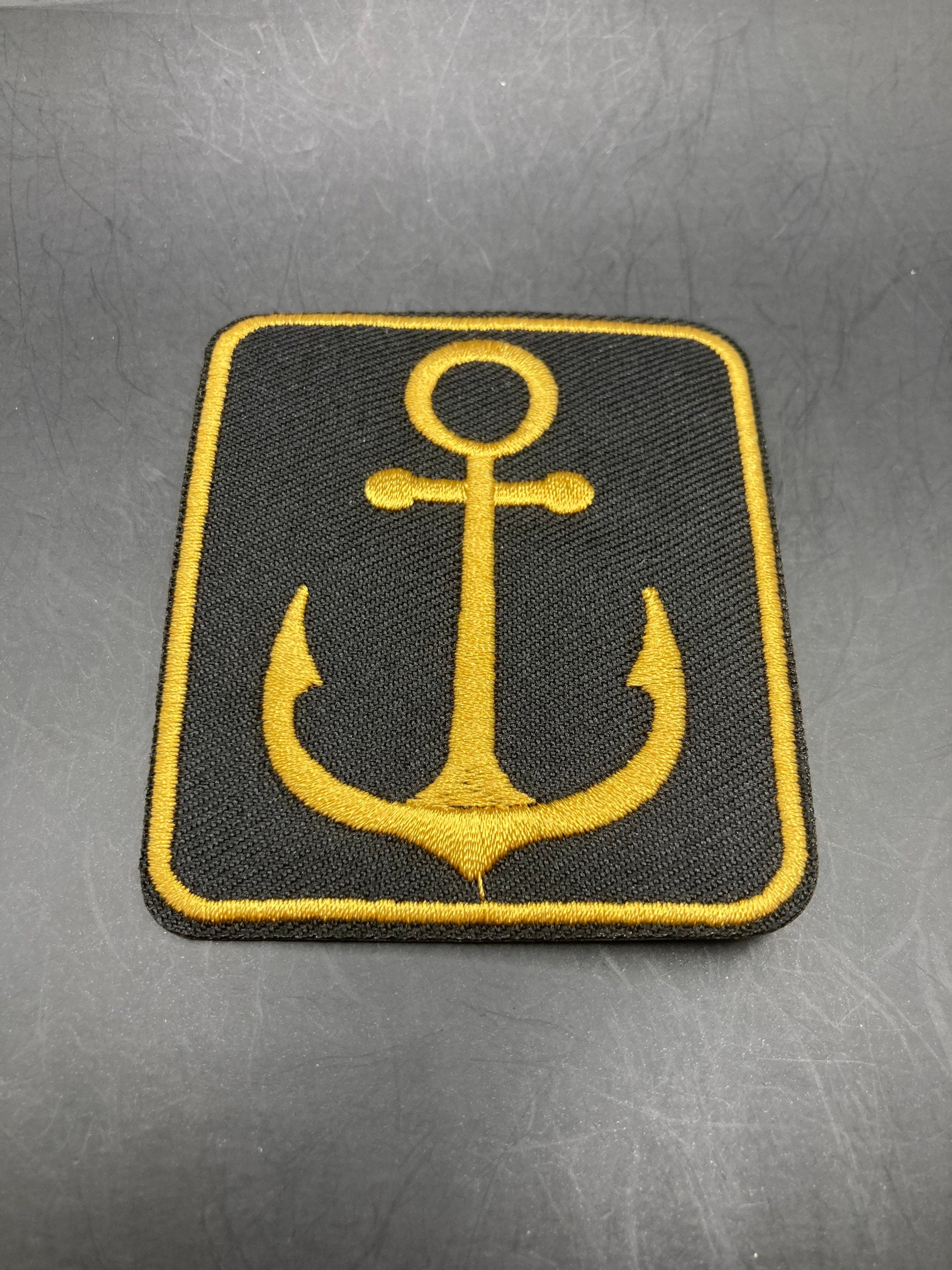 Iron On Anchor Patch appliqué Black Gold Nautical style