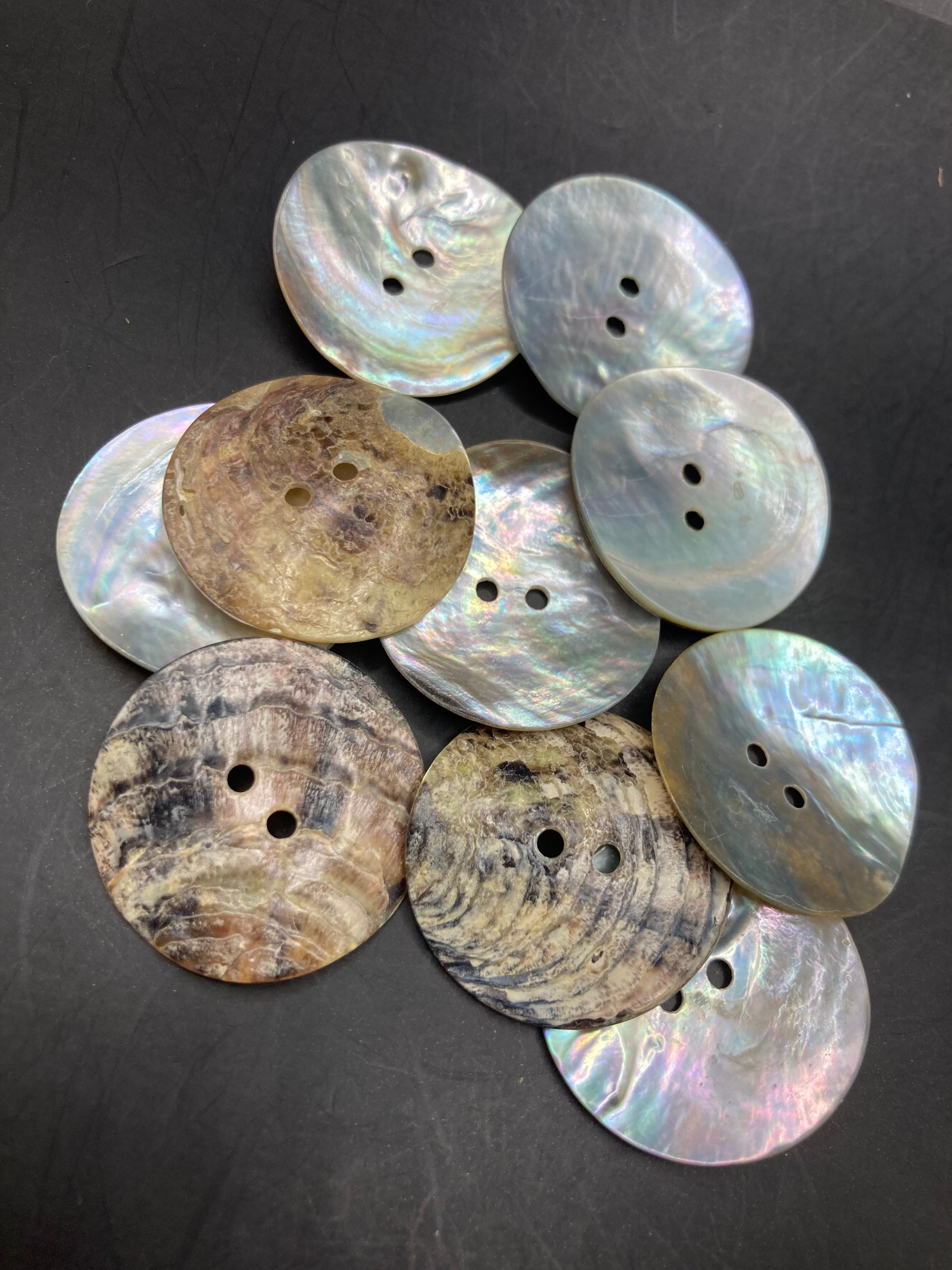 10 x 25mm large round circle natural Mother of Pearl Buttons Sewing Haberdashery