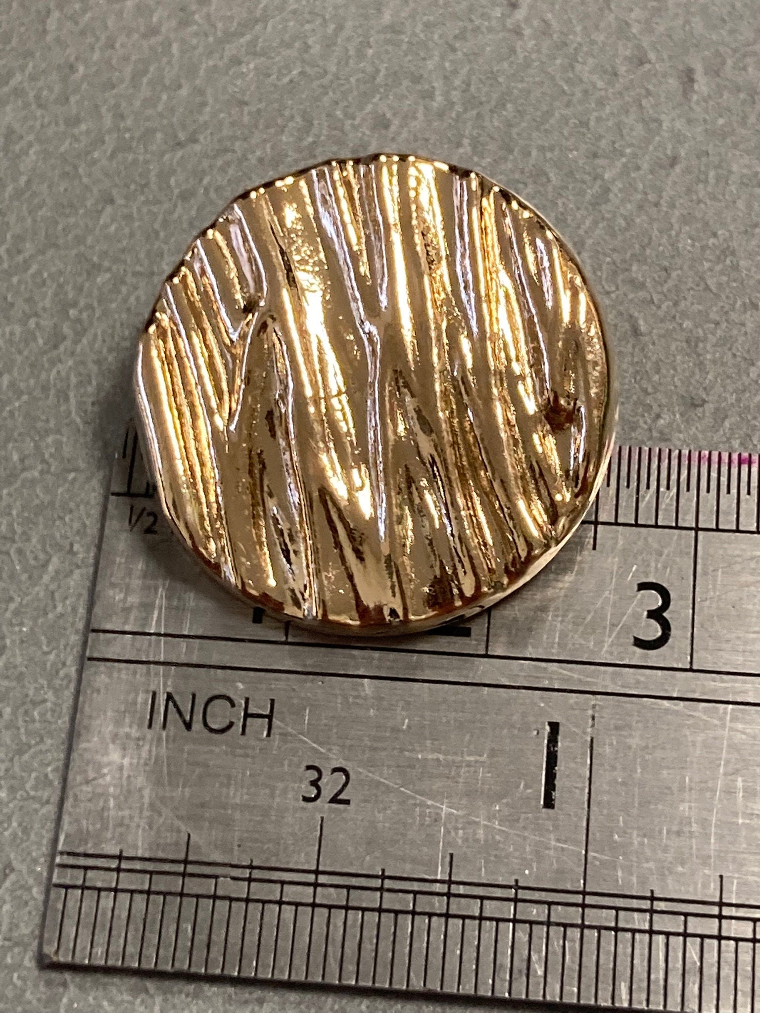 25mm gold tone round textured coat buttons, 10 pack