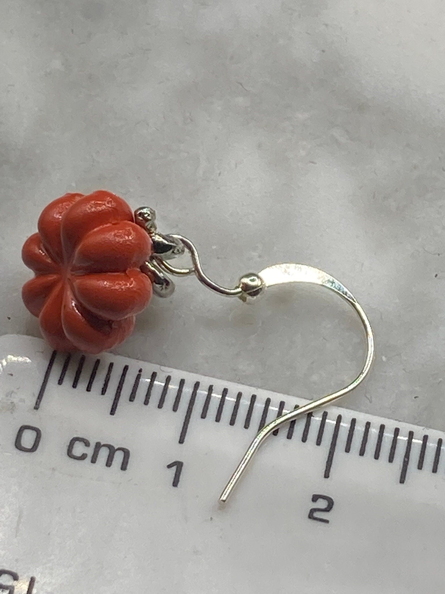 orange enamel PUMPKIN earrings silver tone small drops for pierced ears Halloween