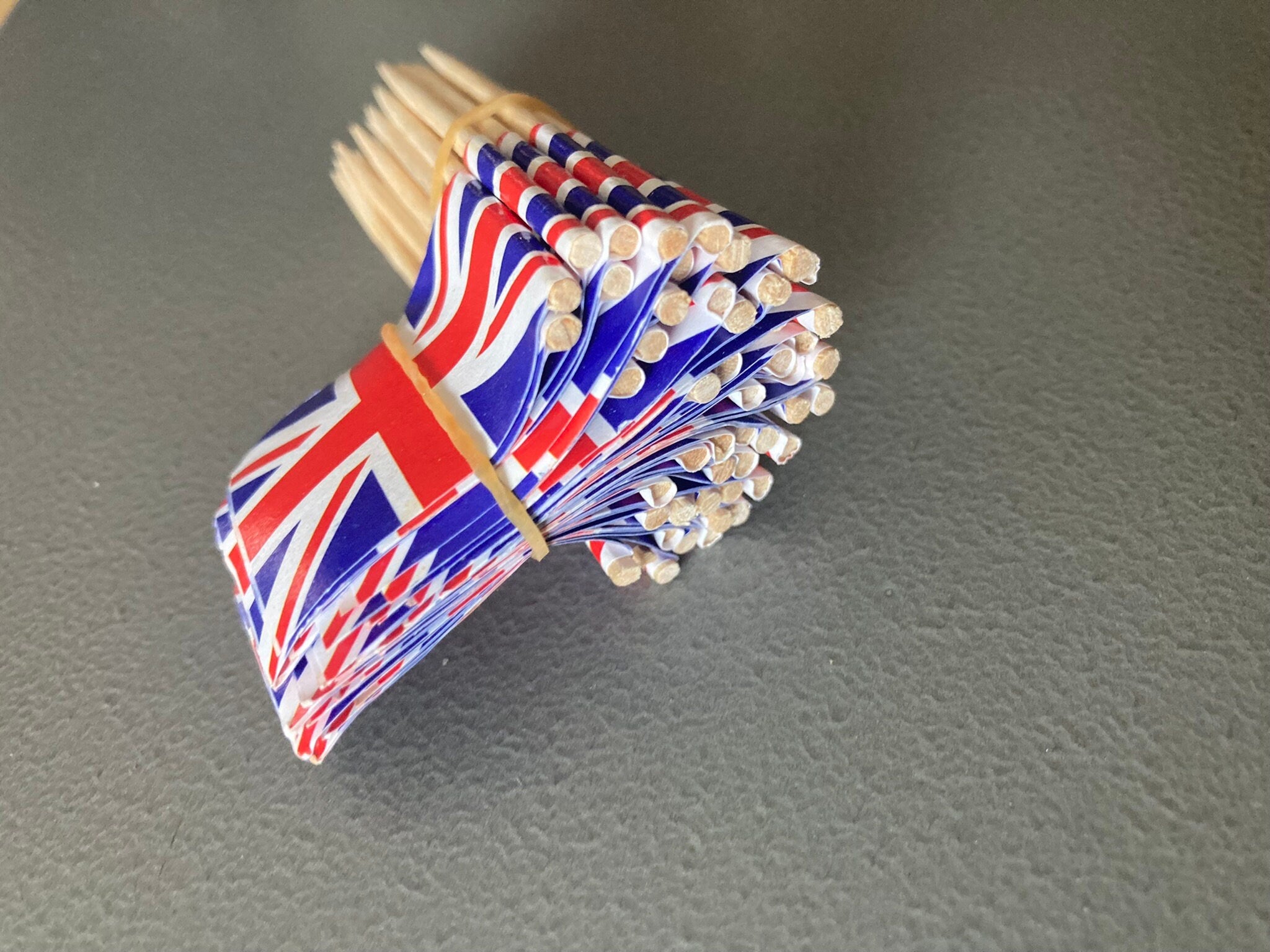 pack of 50 x Union Jack Flag Cocktail Sticks kings coronation cupcake toppers