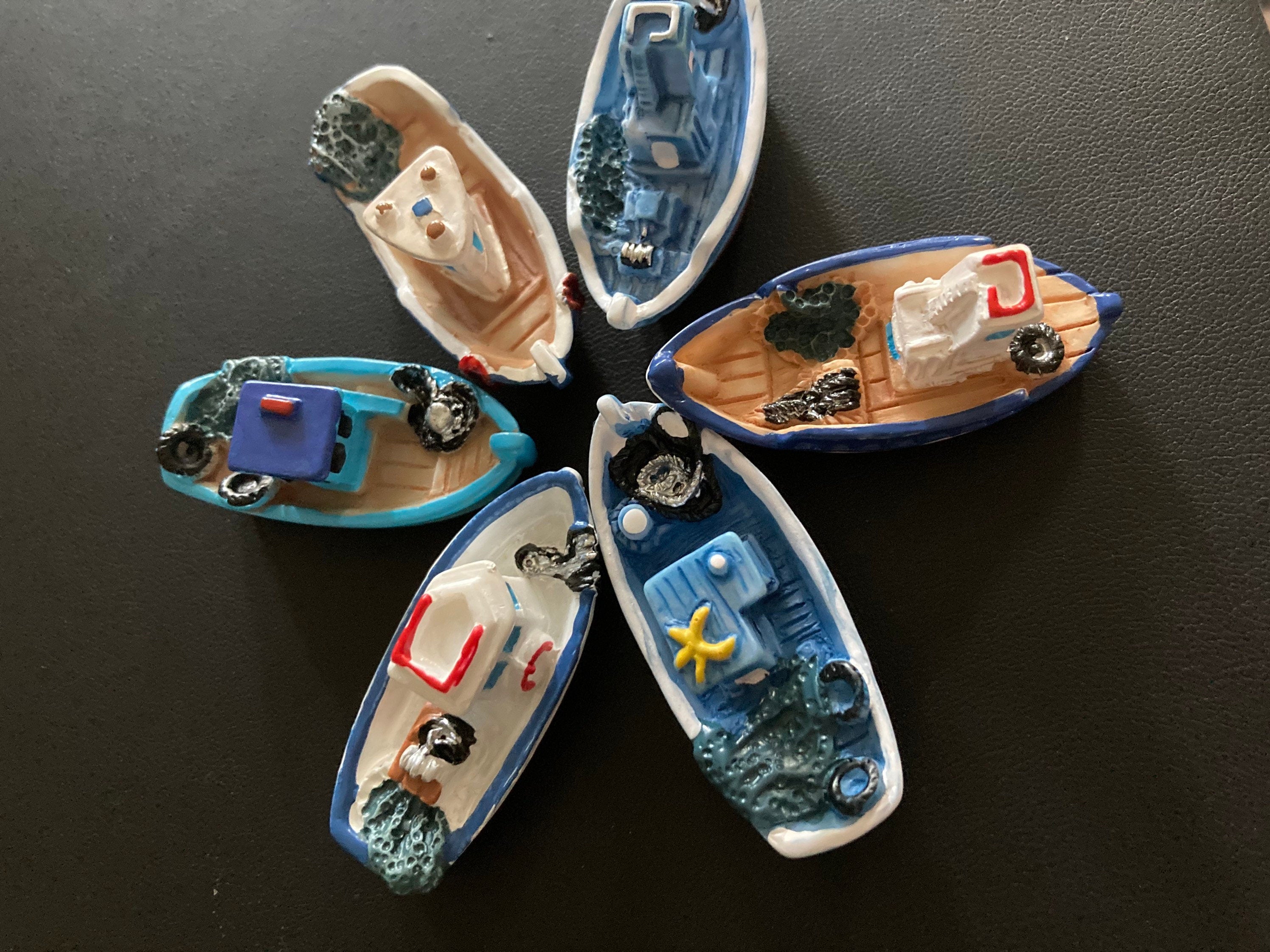 5cm miniature blue sea fishing boat cake topper decoration