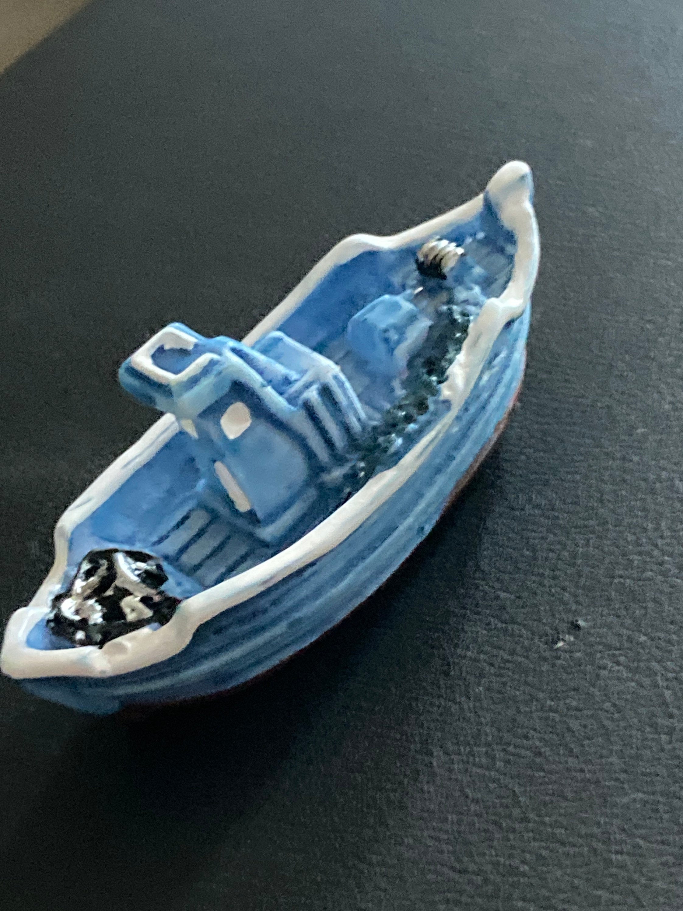 5cm miniature blue sea fishing boat cake topper decoration