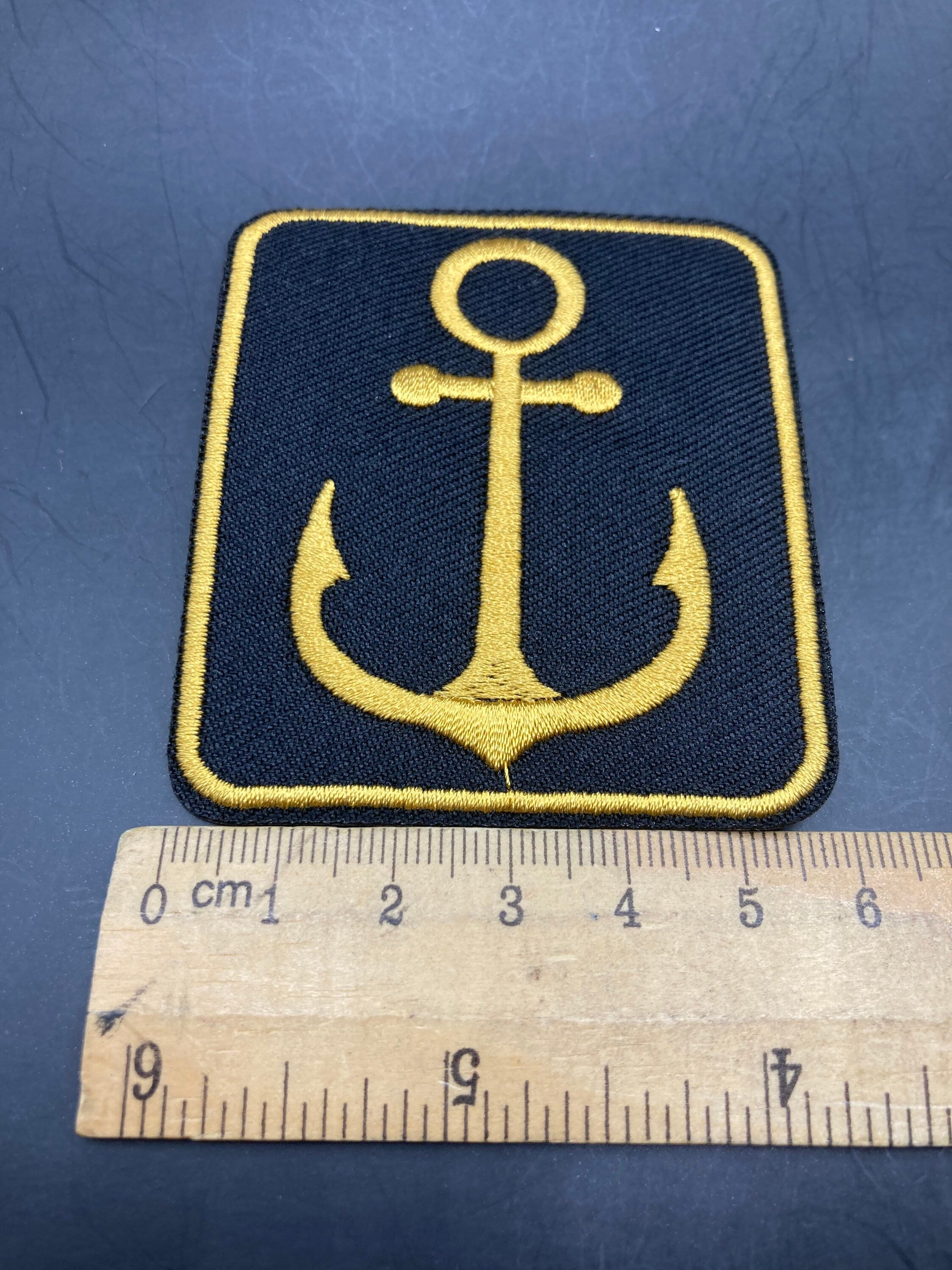 Iron On Anchor Patch appliqué Black Gold Nautical style