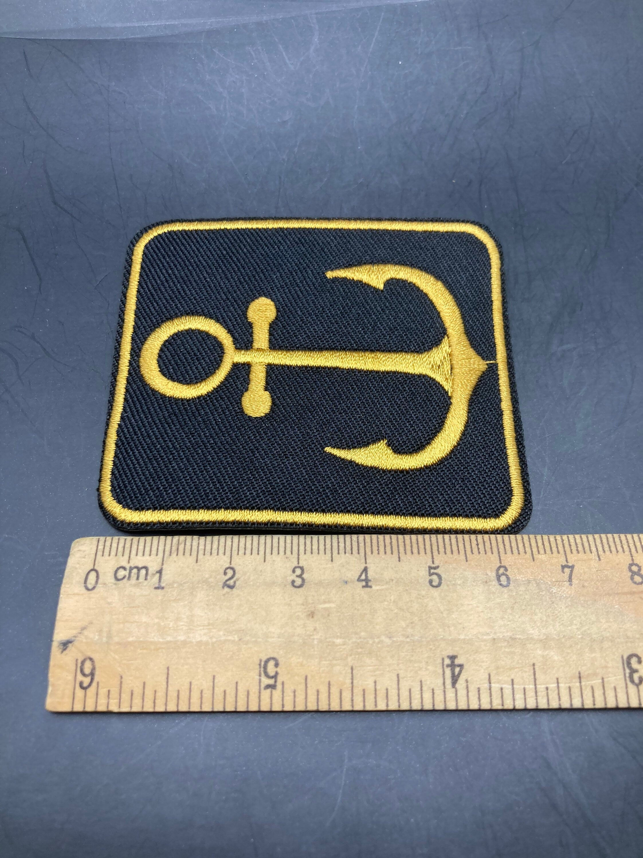 Iron On Anchor Patch appliqué Black Gold Nautical style