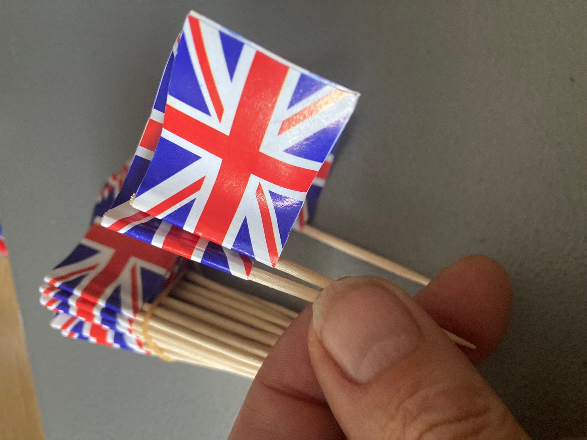 pack of 50 x Union Jack Flag Cocktail Sticks kings coronation cupcake toppers