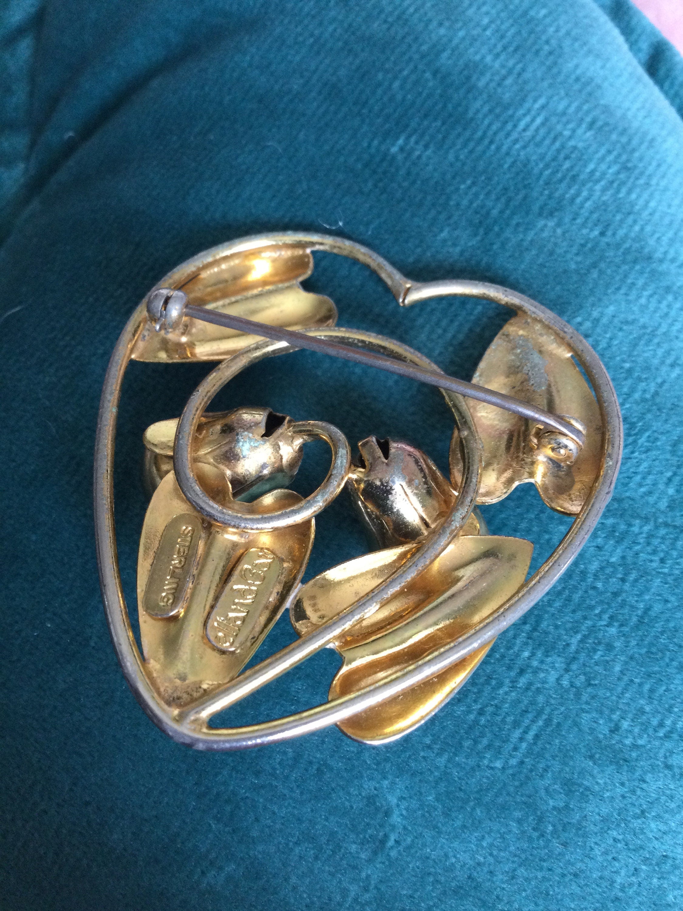 Signed McClelland Barclay 925 sterling silver embossed flower brooch