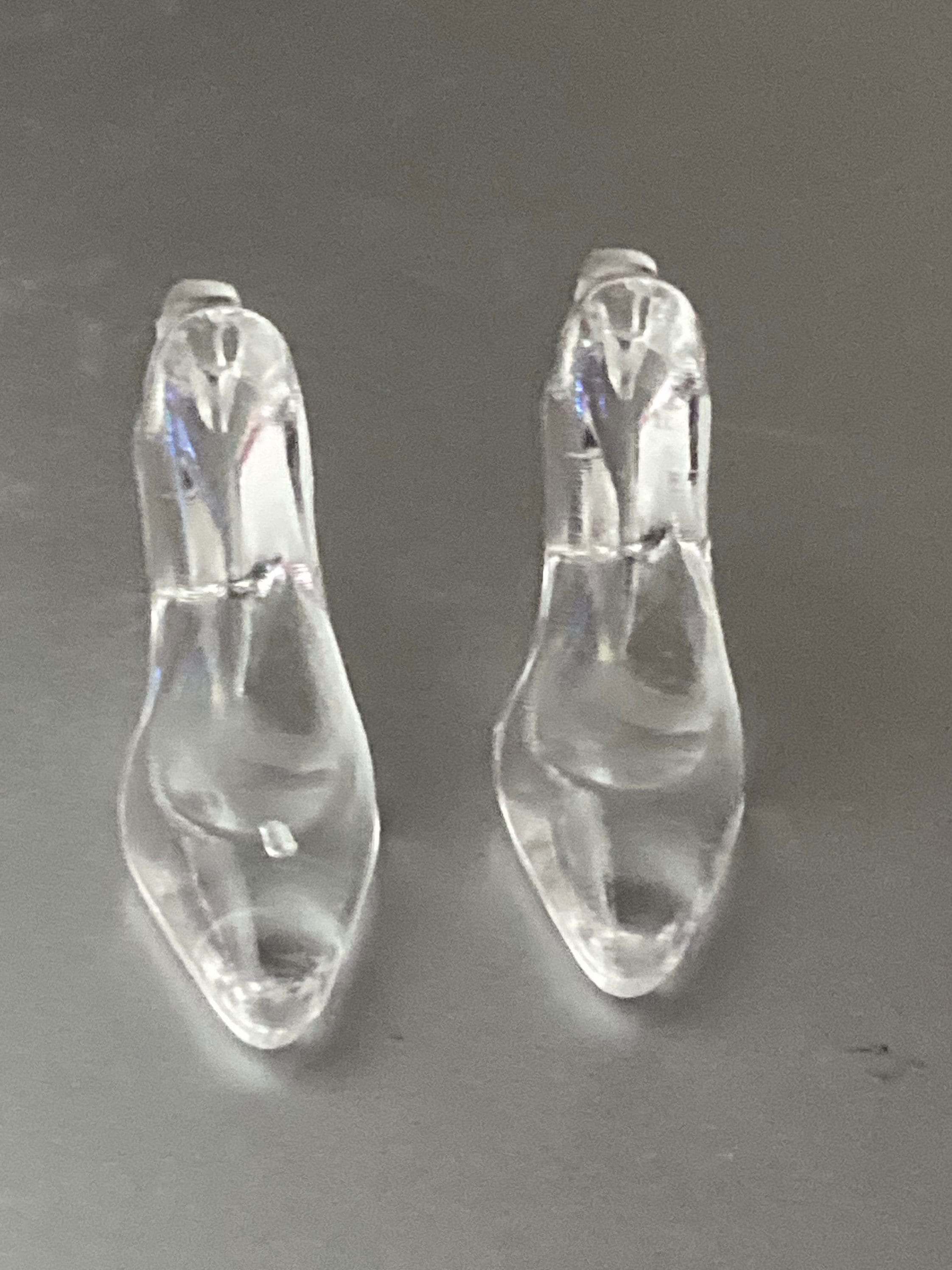 pair of clear stiletto heel shoes plastic Cake topper decoration charm