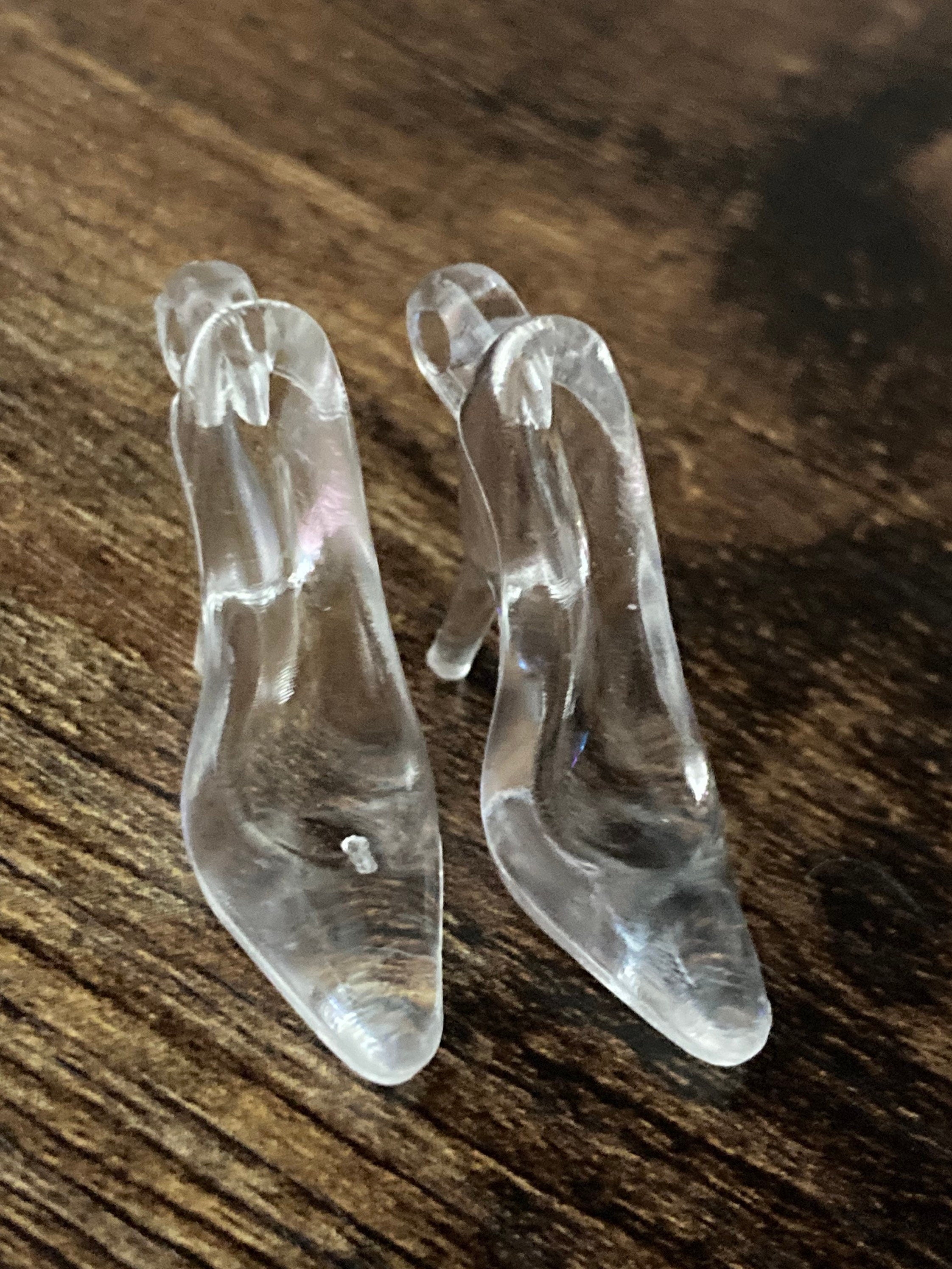 pair of clear stiletto heel shoes plastic Cake topper decoration charm
