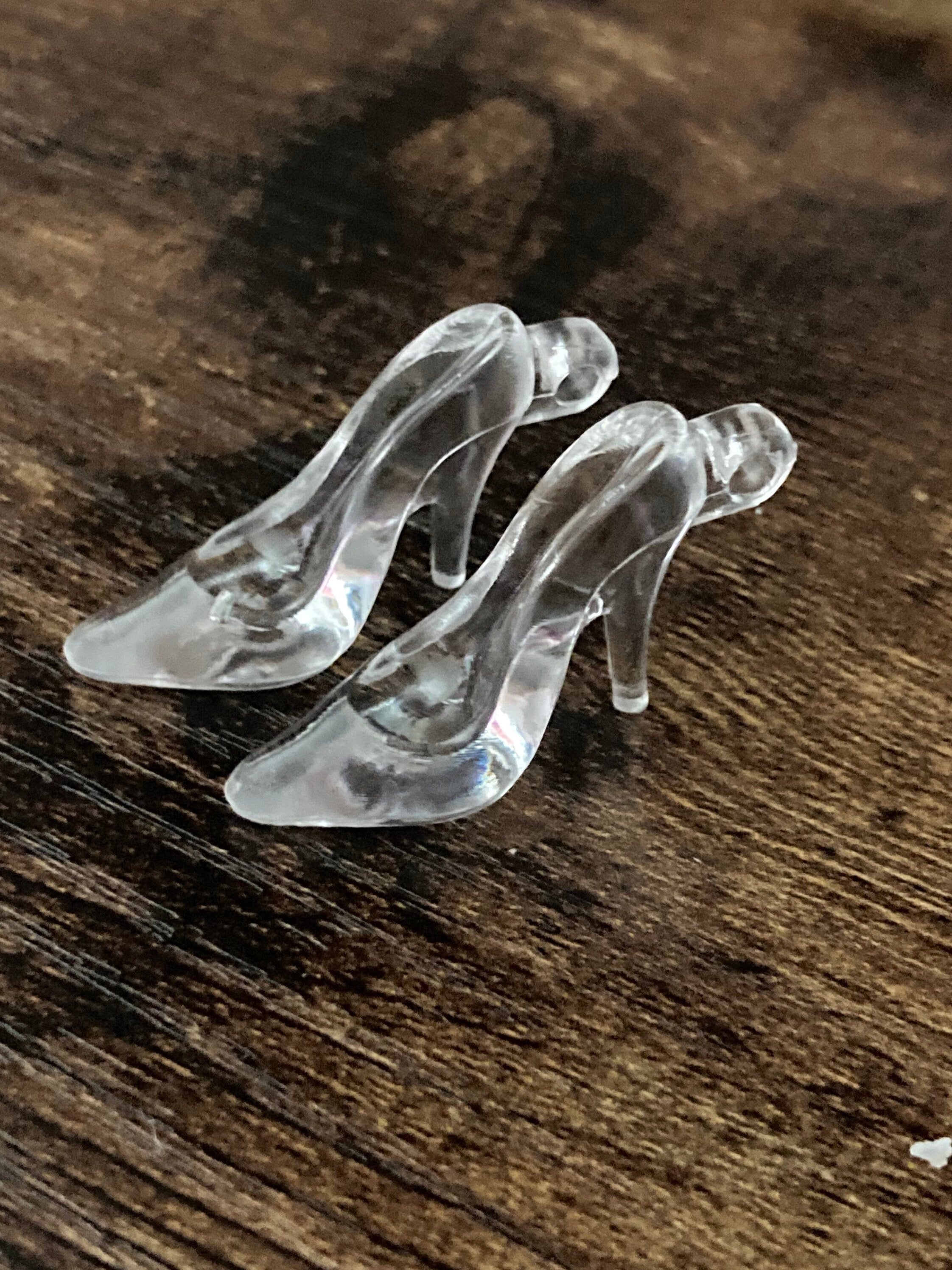 pair of clear stiletto heel shoes plastic Cake topper decoration charm