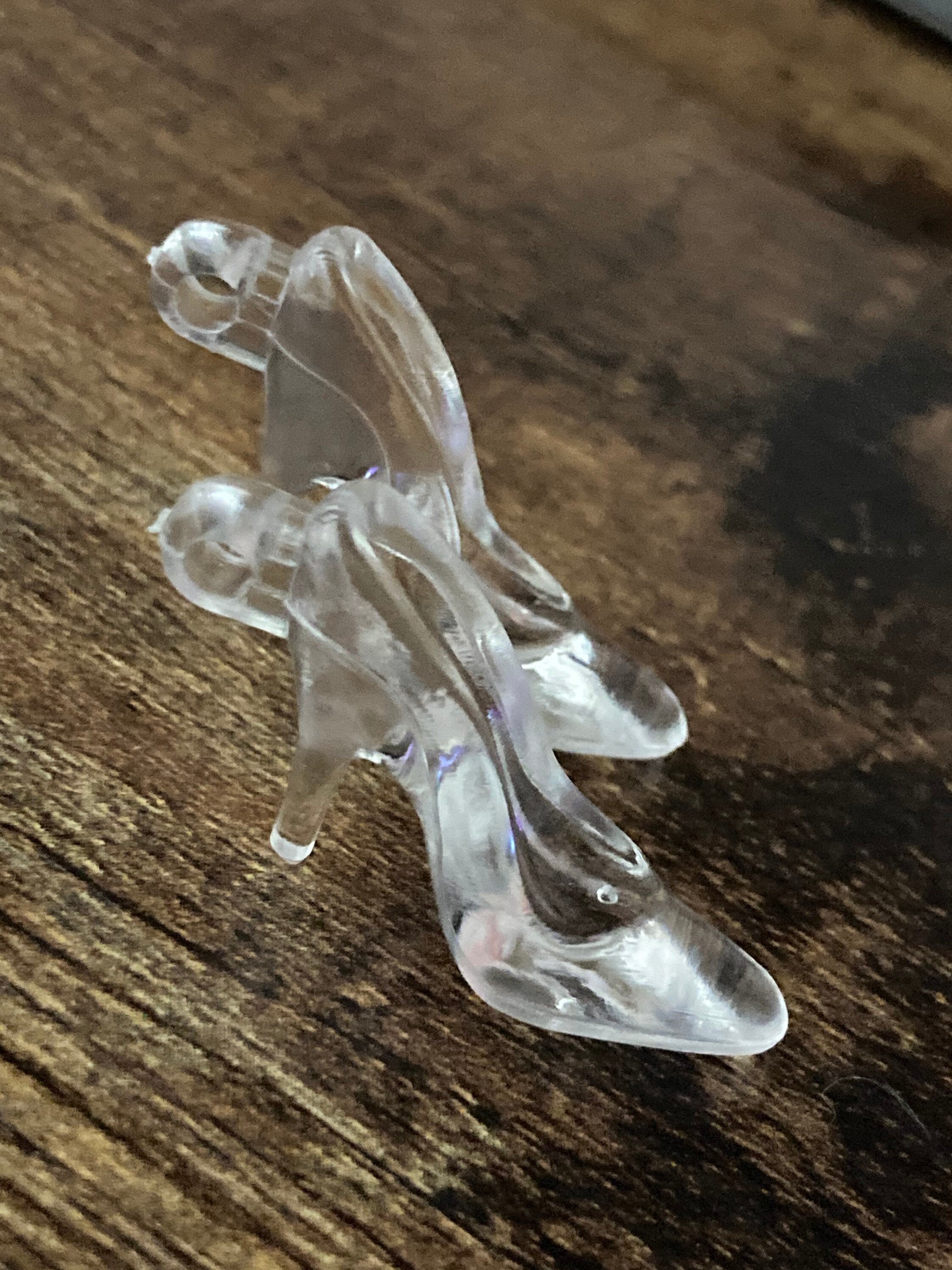 pair of clear stiletto heel shoes plastic Cake topper decoration charm