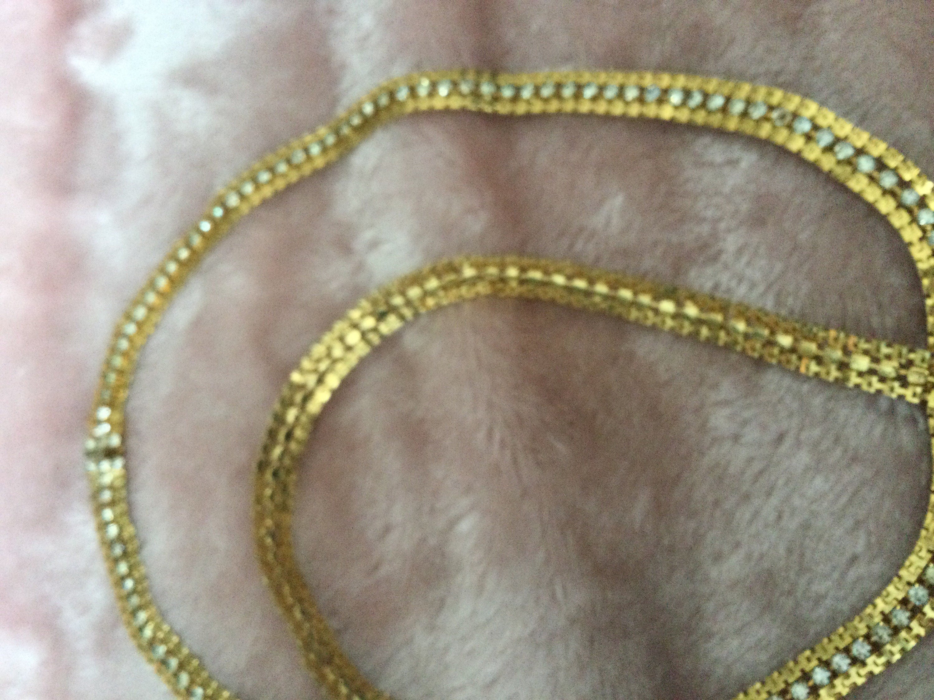 Vintage Gold plated modernist textured mesh collar necklace and bracelet set diamanté