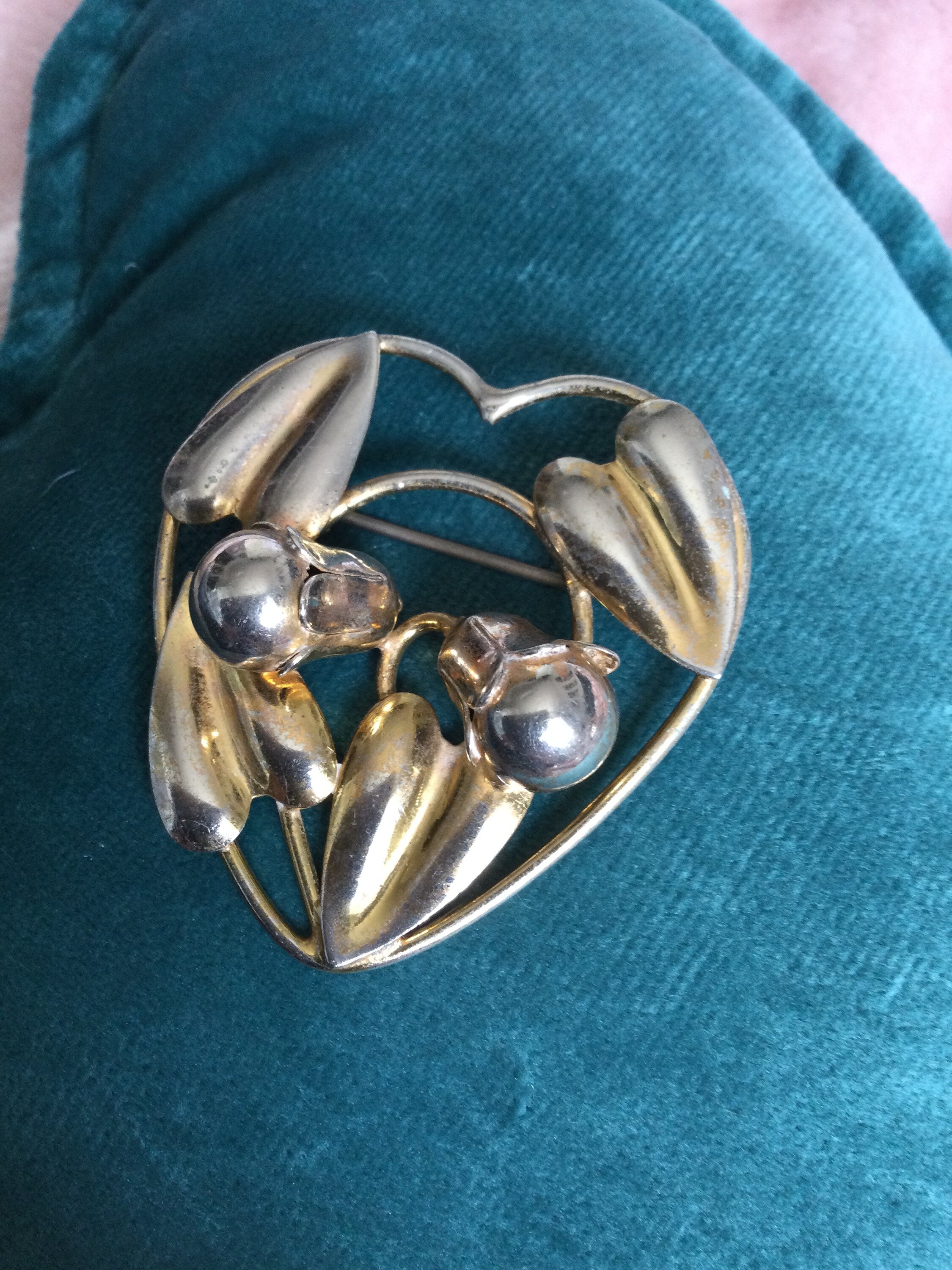 Signed McClelland Barclay 925 sterling silver embossed flower brooch