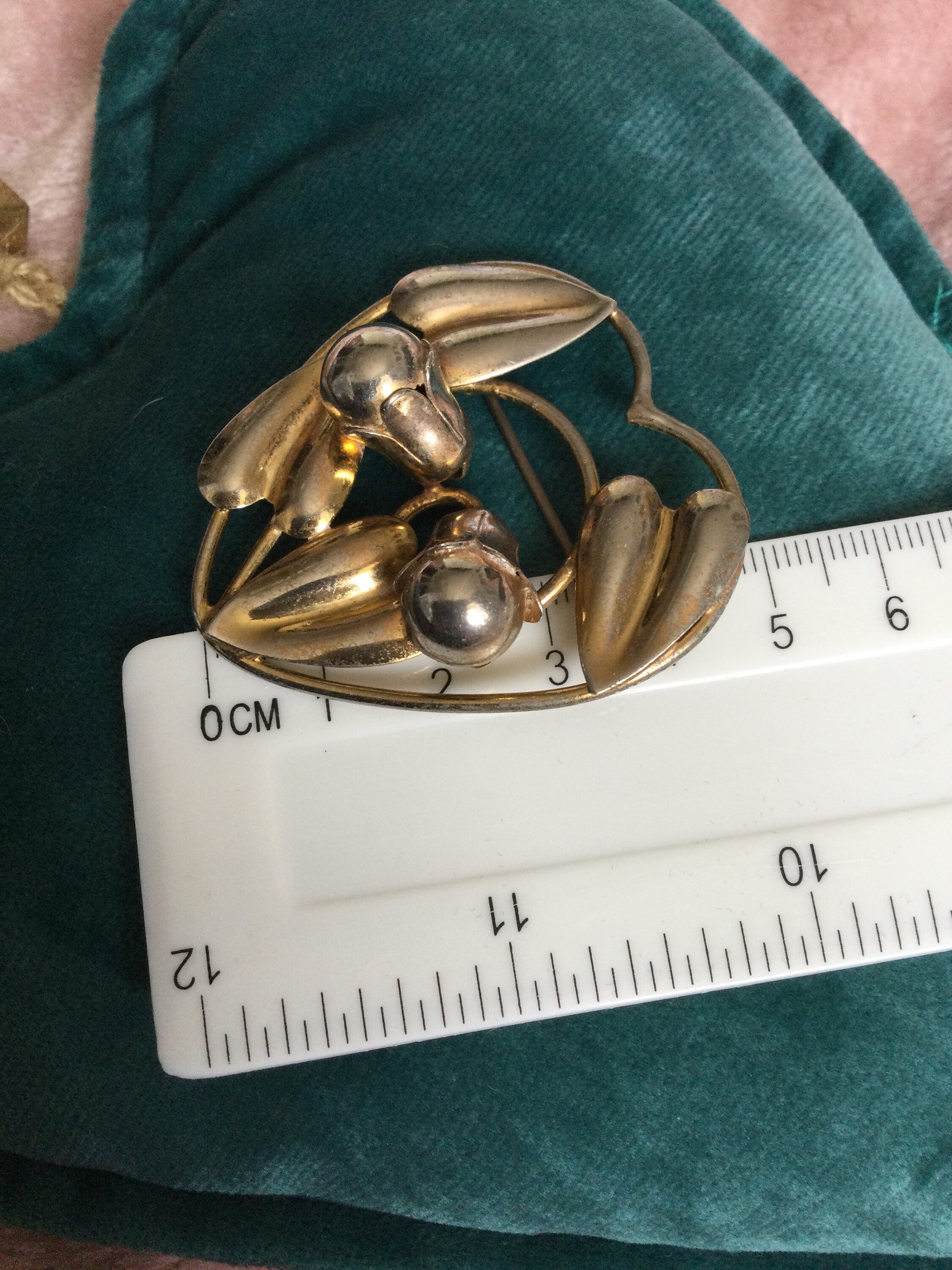 Signed McClelland Barclay 925 sterling silver embossed flower brooch