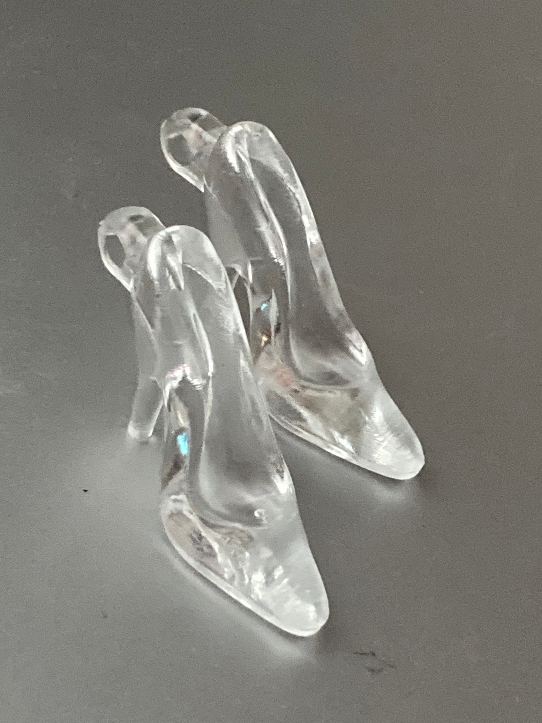 pair of clear stiletto heel shoes plastic Cake topper decoration charm