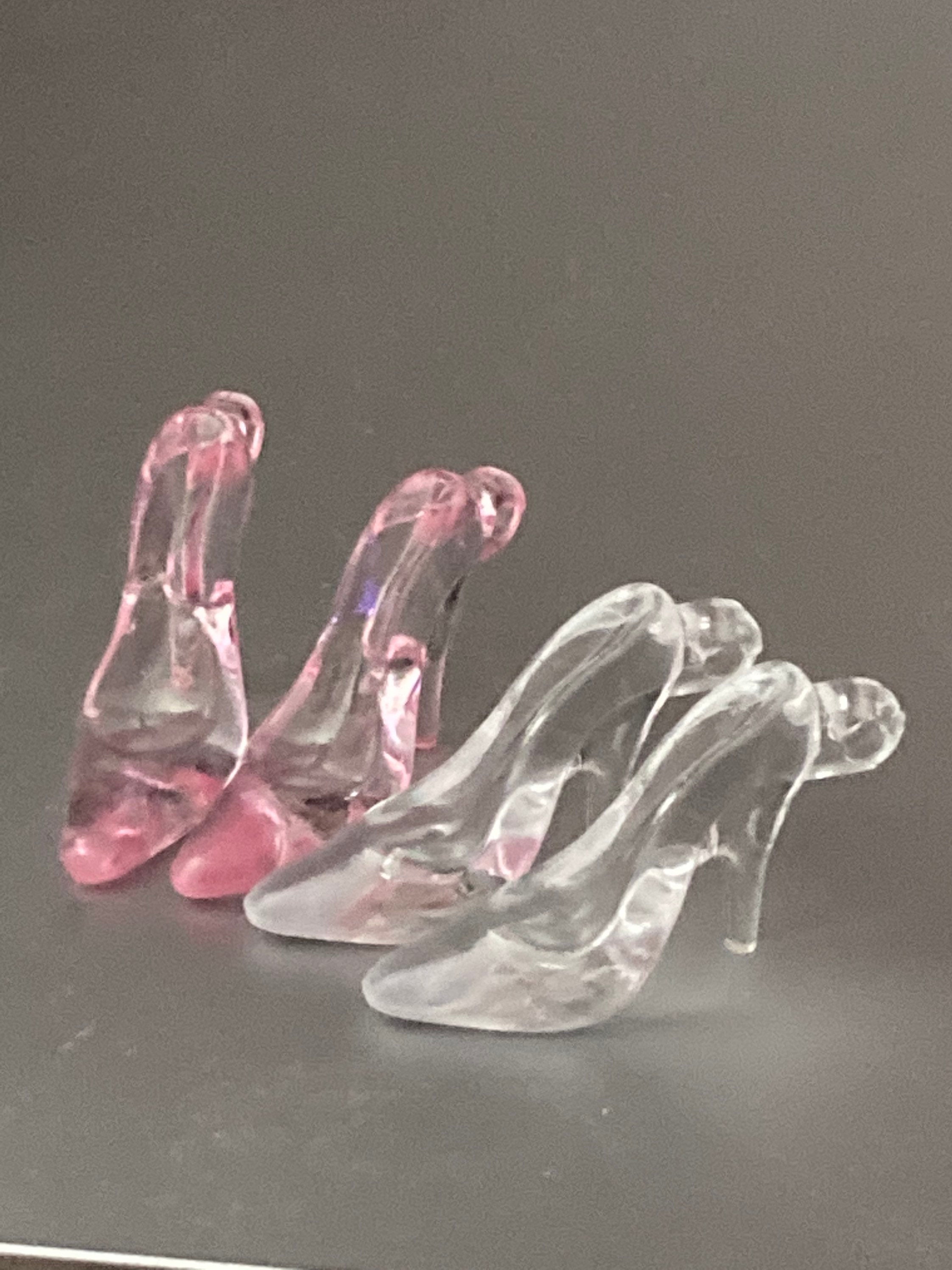 pair of clear stiletto heel shoes plastic Cake topper decoration charm