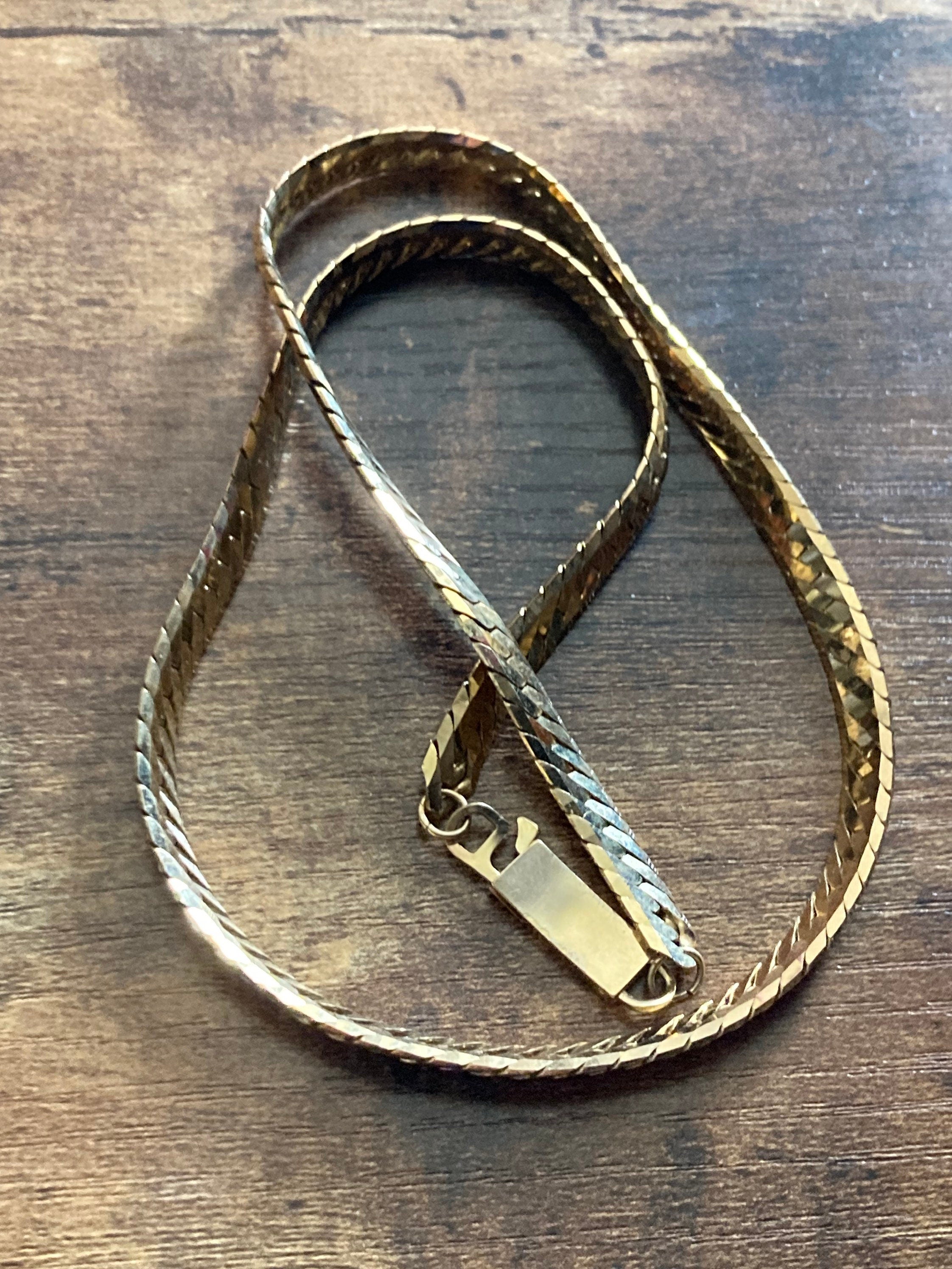 gold tone plated long length ornate chain necklace 50cm