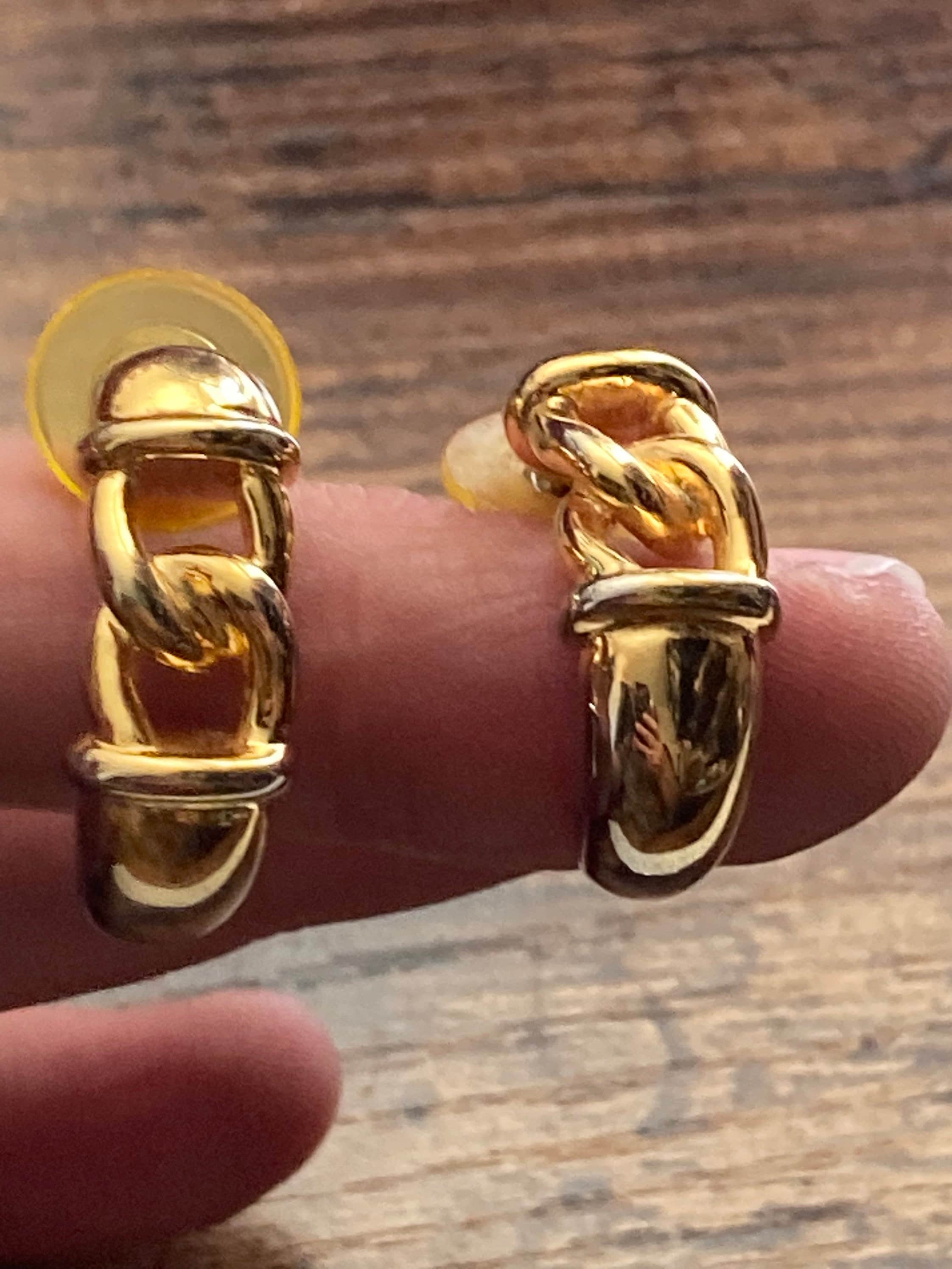 Signed GIVENCHY designer half hoop gold tone earrings pierced