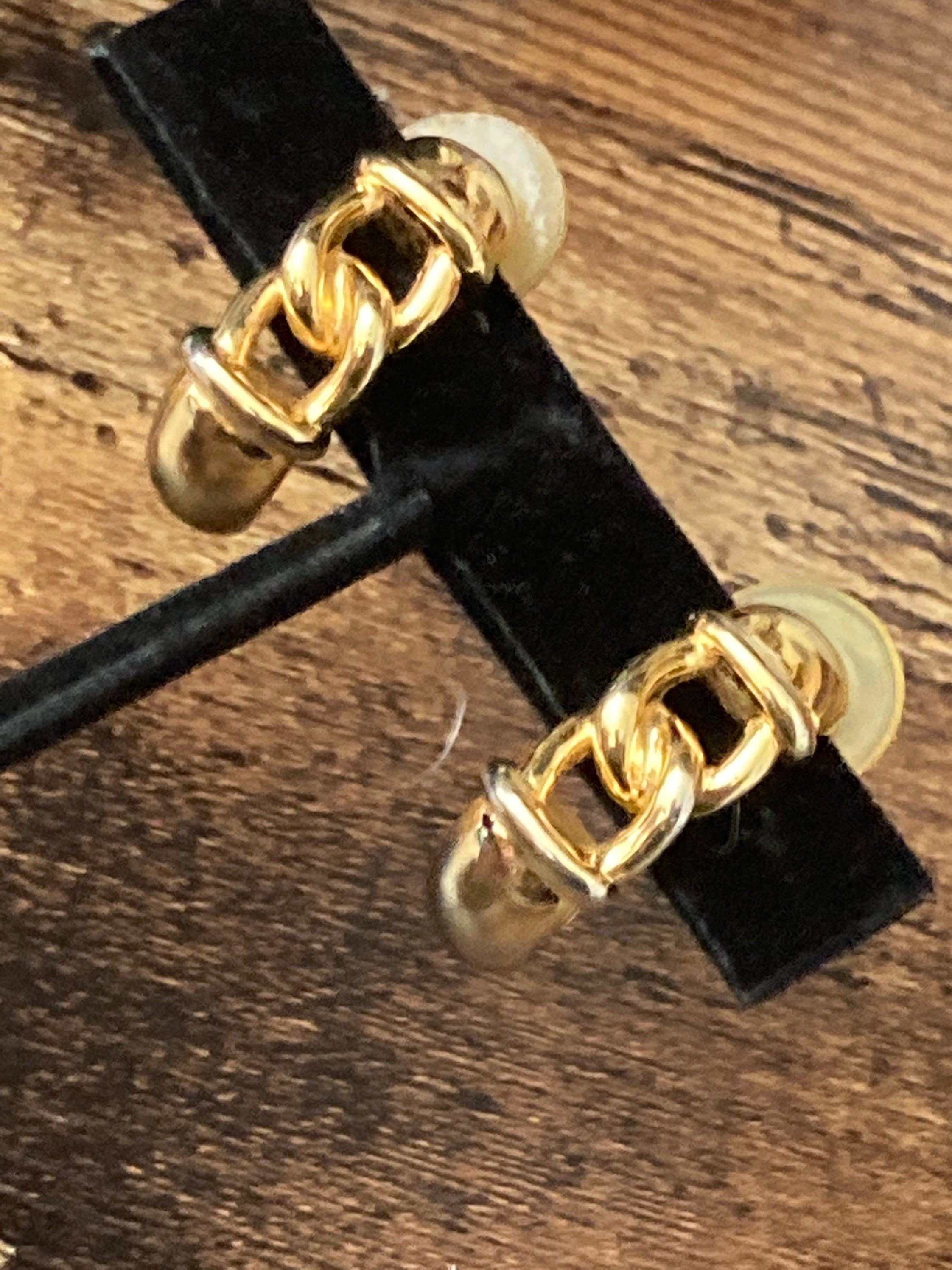 Signed GIVENCHY designer half hoop gold tone earrings pierced