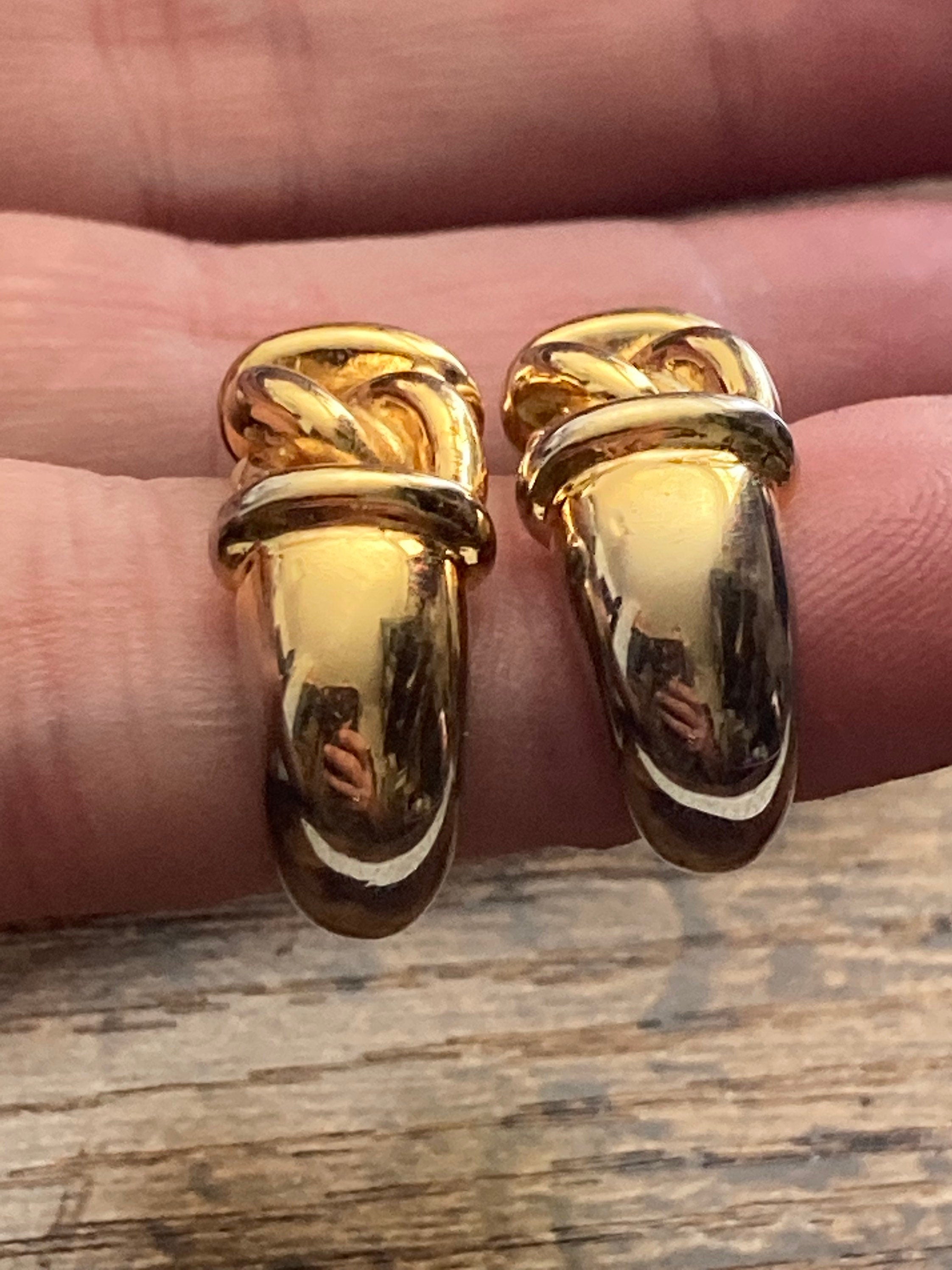 Signed GIVENCHY designer half hoop gold tone earrings pierced