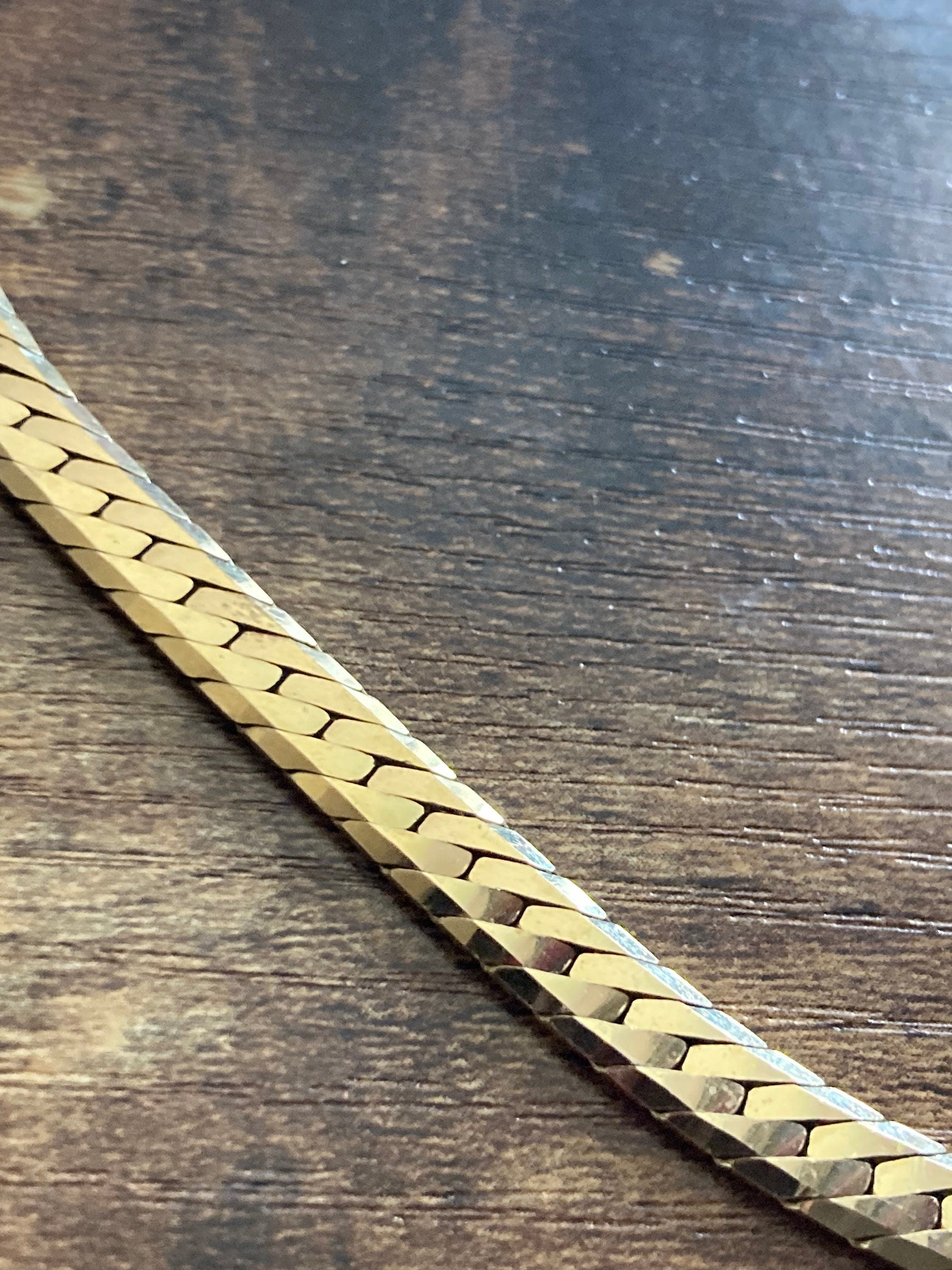 gold tone plated long length ornate chain necklace 50cm