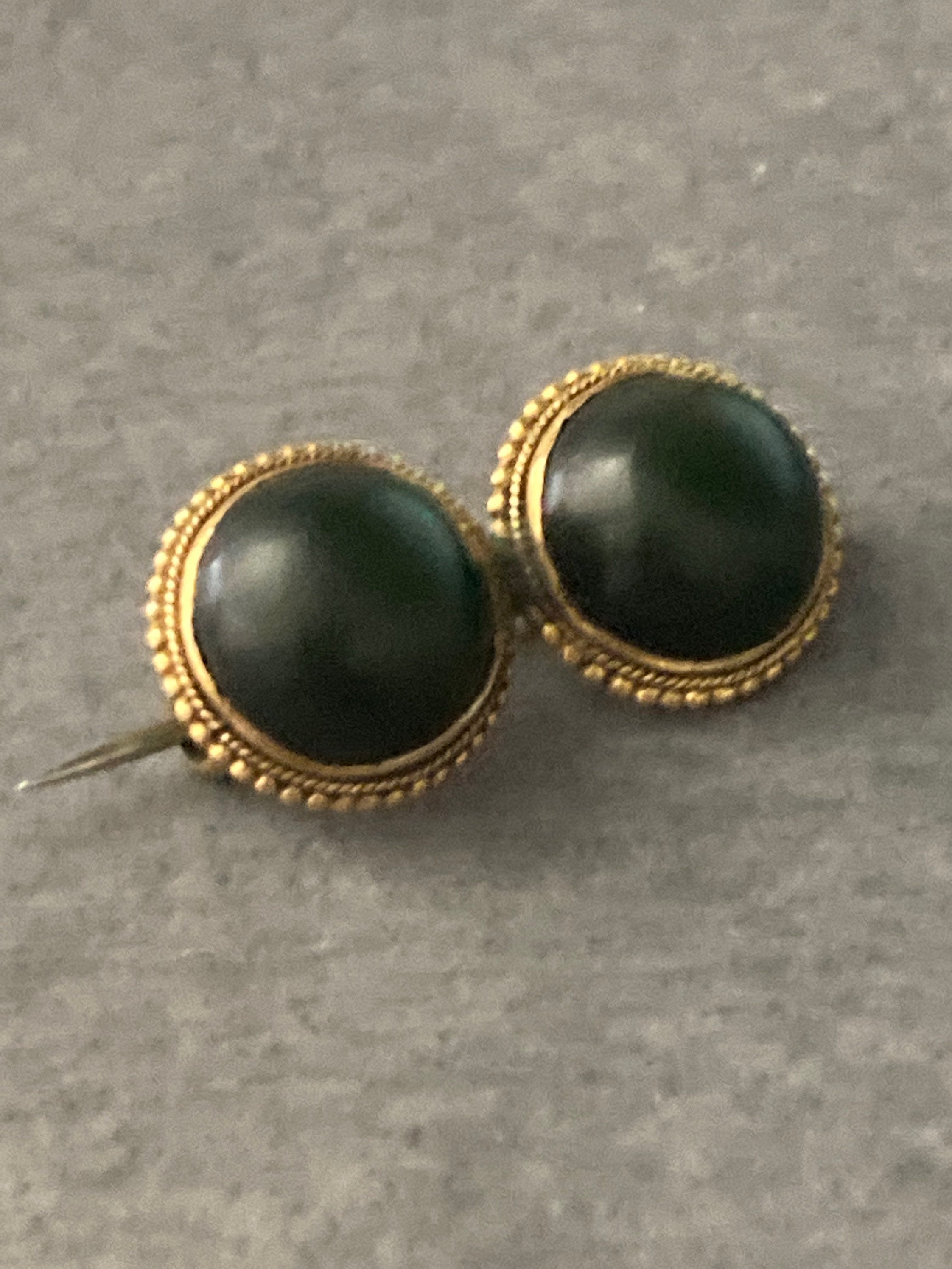 maw sit sit jade Antique Rolled gold black cabochon mourning Bar Brooch