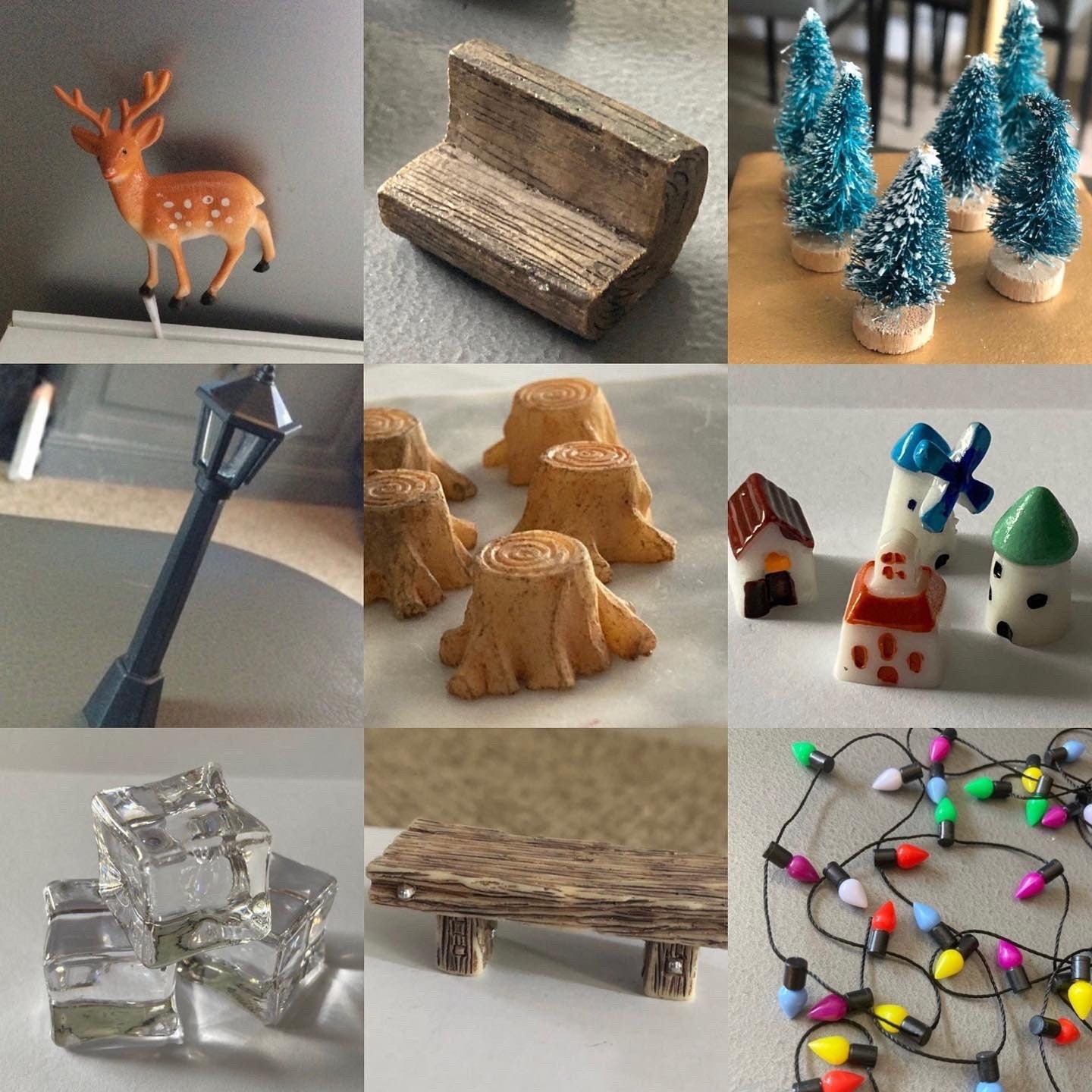 MID BROWN Miniature Resin Cake topper rustic faux wooden bench seat cake decoration