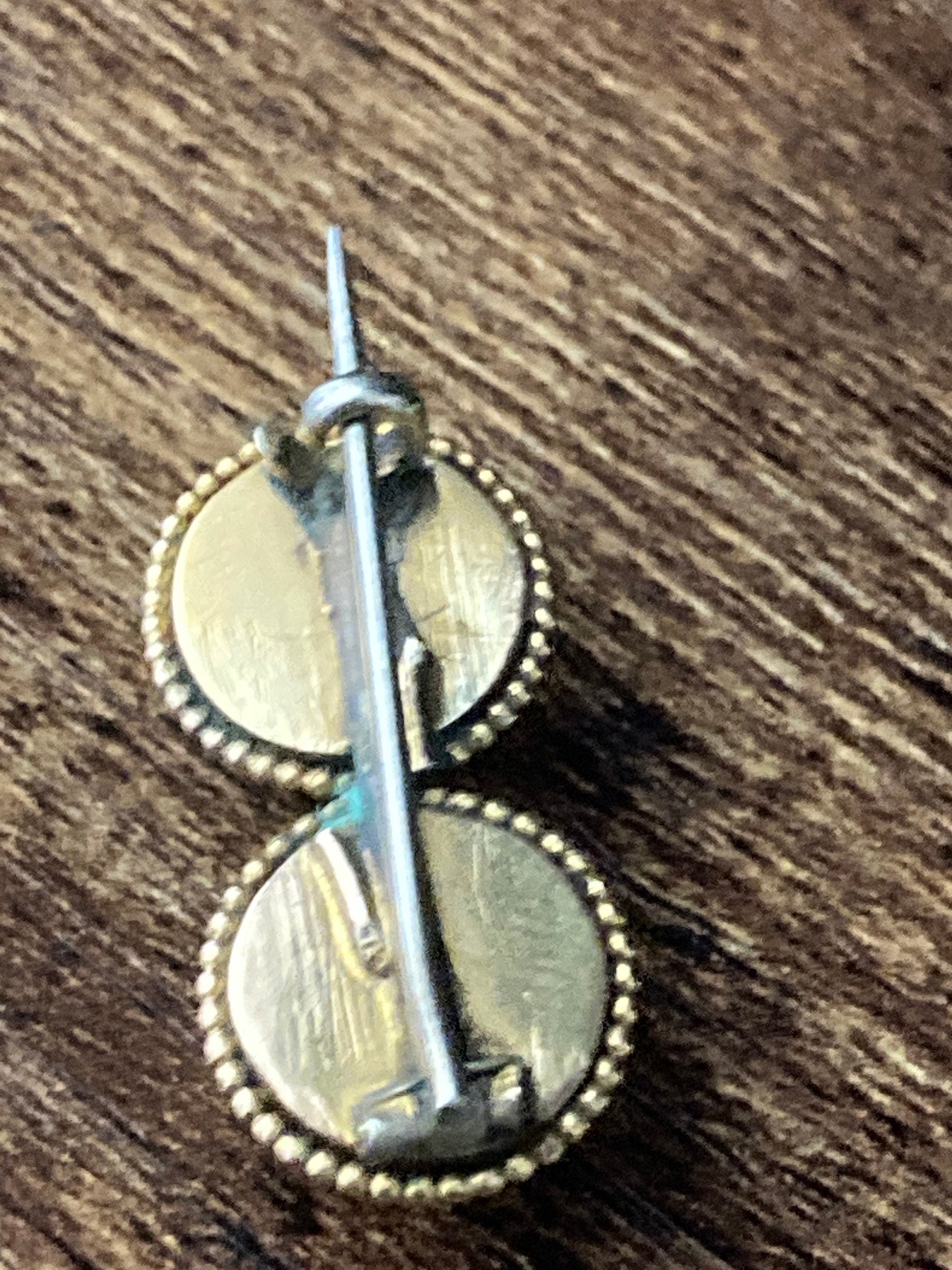 maw sit sit jade Antique Rolled gold black cabochon mourning Bar Brooch