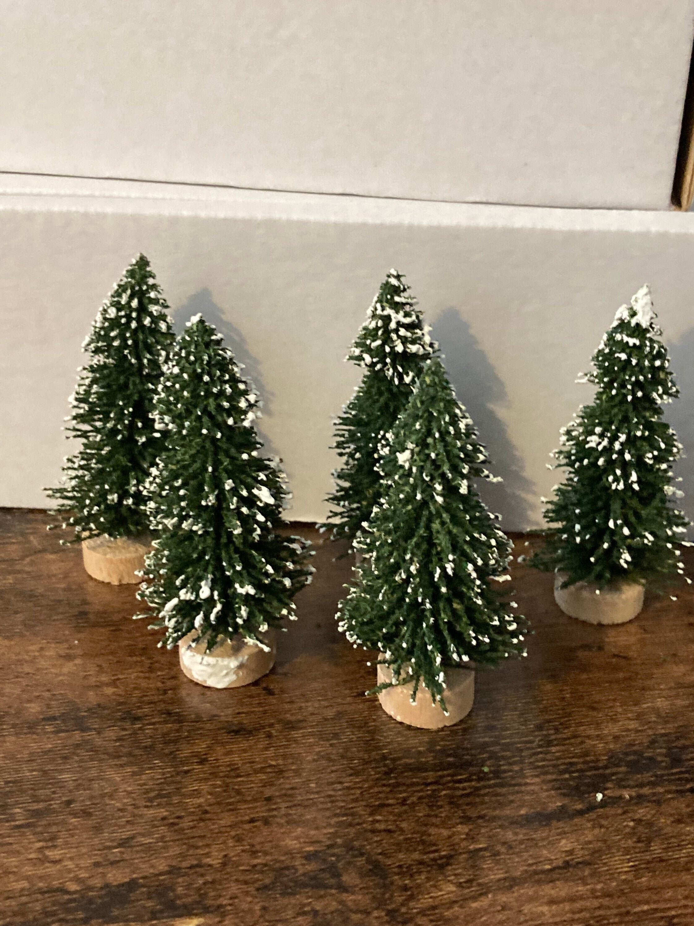 Miniature Snow Christmas Tree Cake Toppers: 6cm Dark Green Craft Trees (Set of 5)