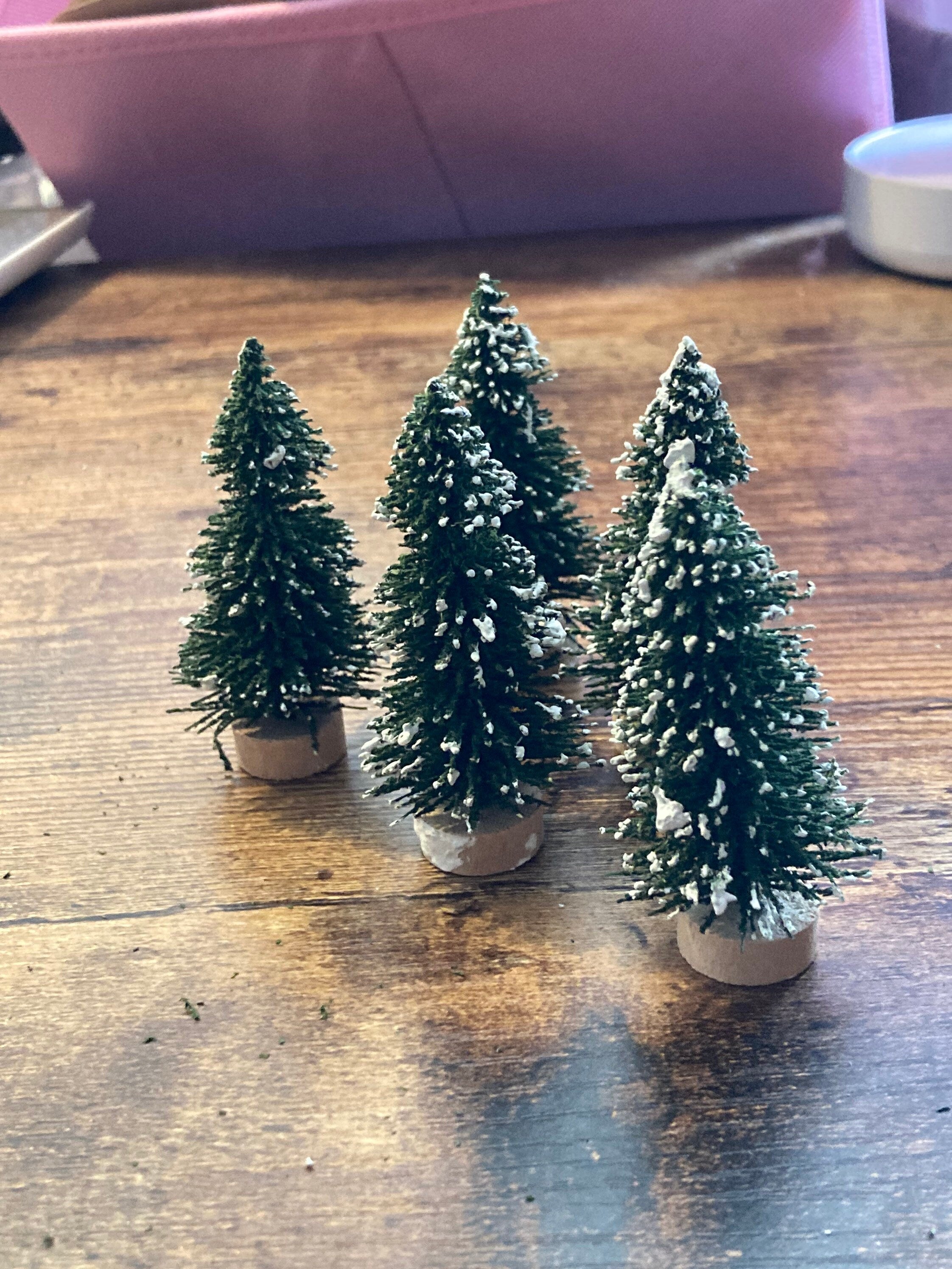 Miniature Snow Christmas Tree Cake Toppers: 6cm Dark Green Craft Trees (Set of 5)