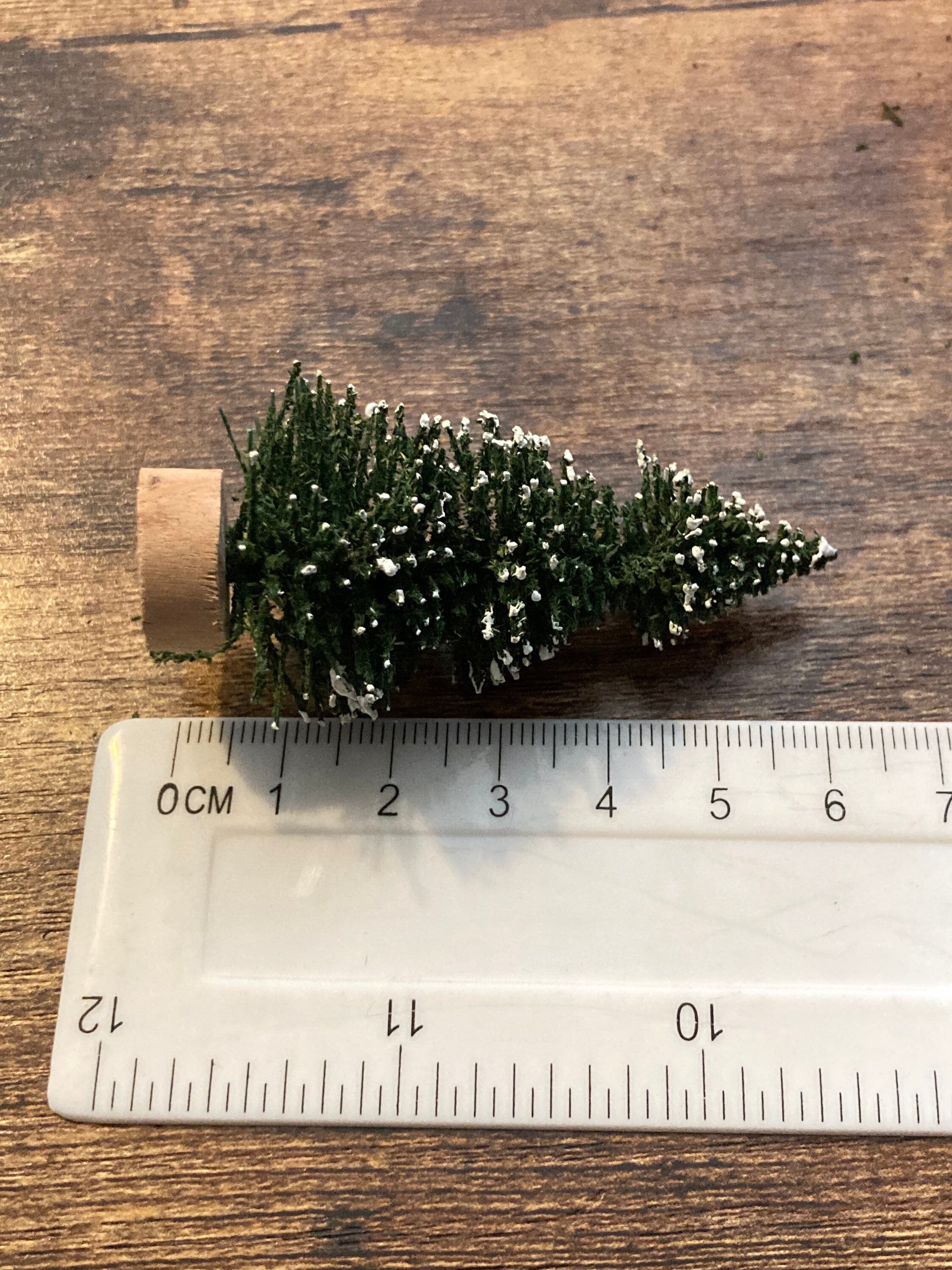 Miniature Snow Christmas Tree Cake Toppers: 6cm Dark Green Craft Trees (Set of 5)