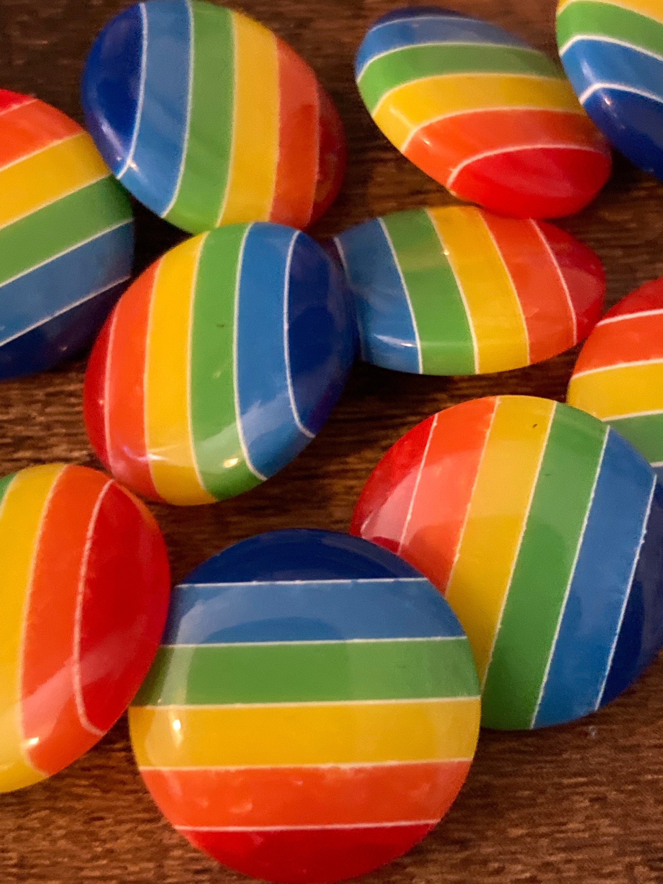 20mm rainbow buttons x 10 plastic