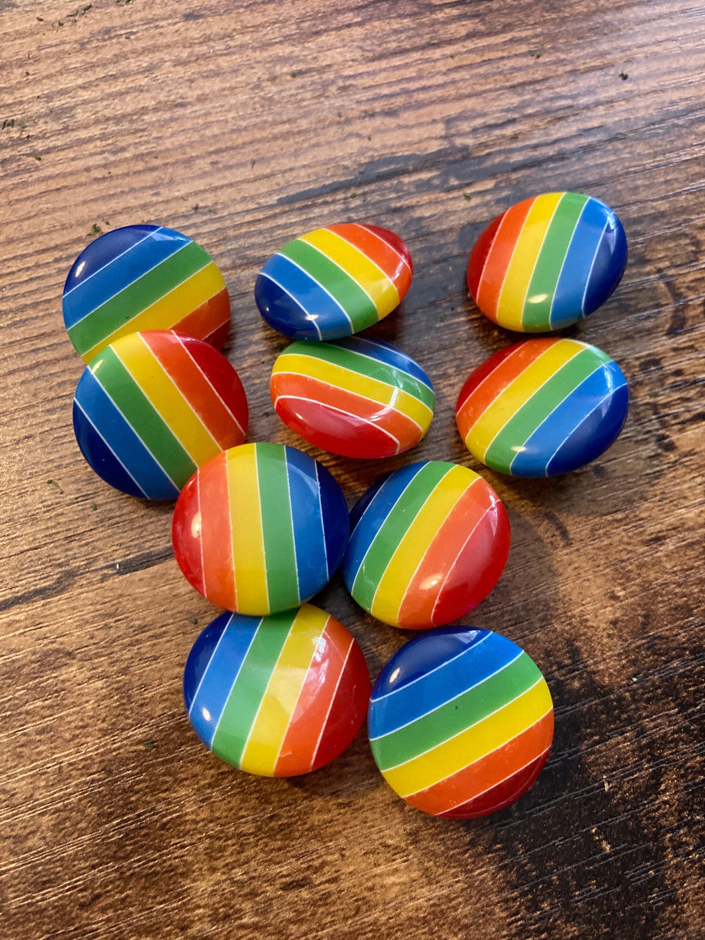 20mm rainbow buttons x 10 plastic