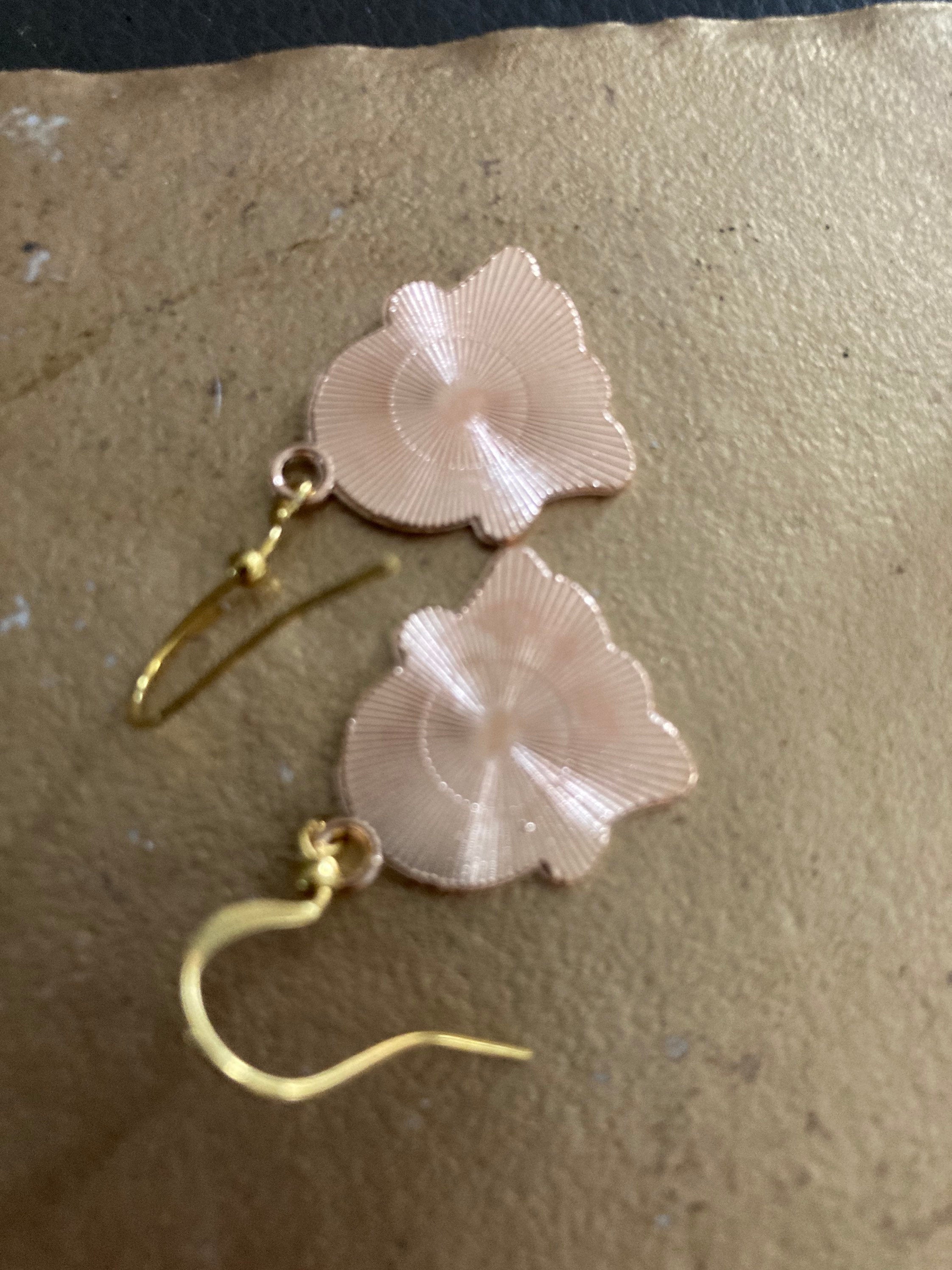 Handmade Novelty gold white enamel metal cute GHOST spooky drop earrings for pierced ears! Halloween