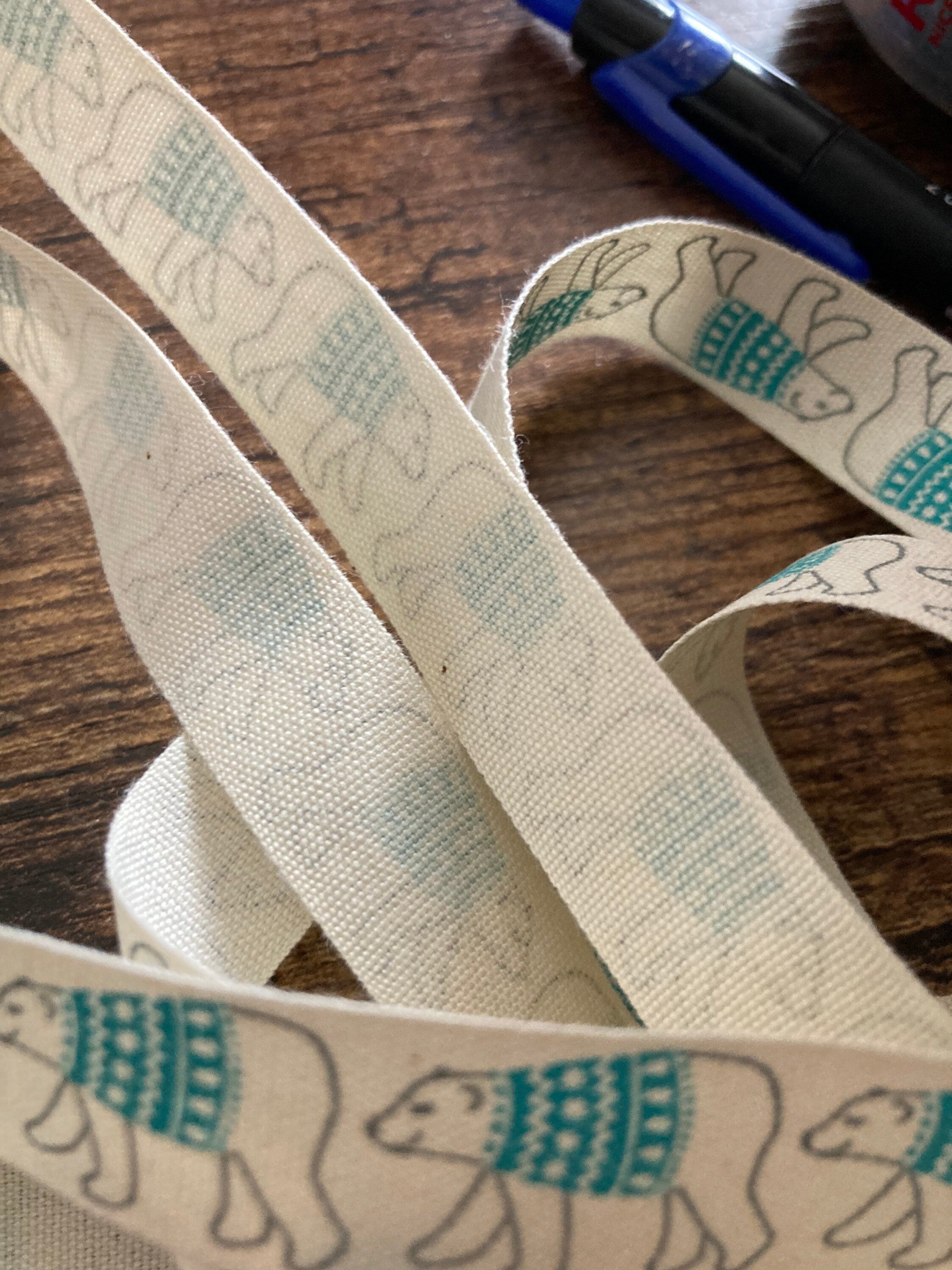 50cm of 15mm polar bear cream natural cotton ribbon