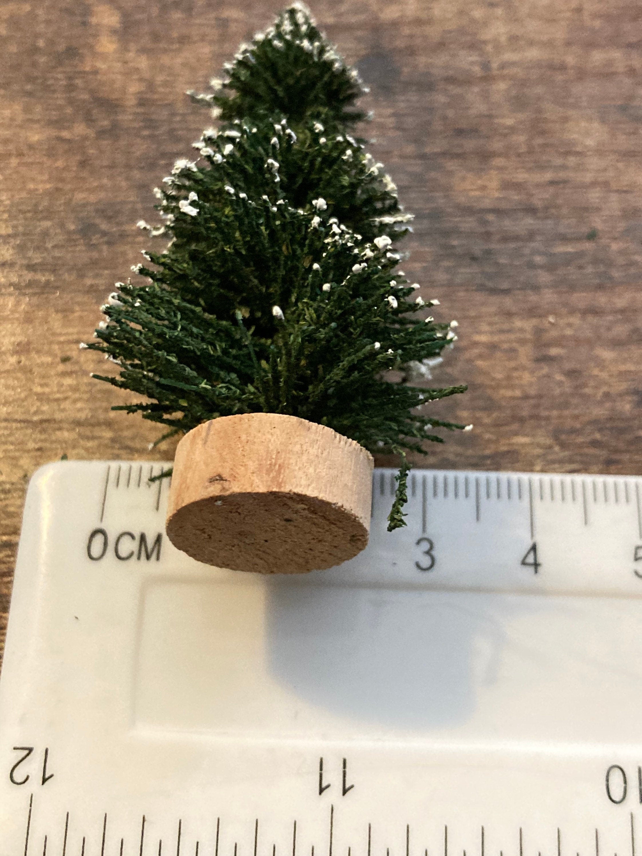 Miniature Snow Christmas Tree Cake Toppers: 6cm Dark Green Craft Trees (Set of 5)