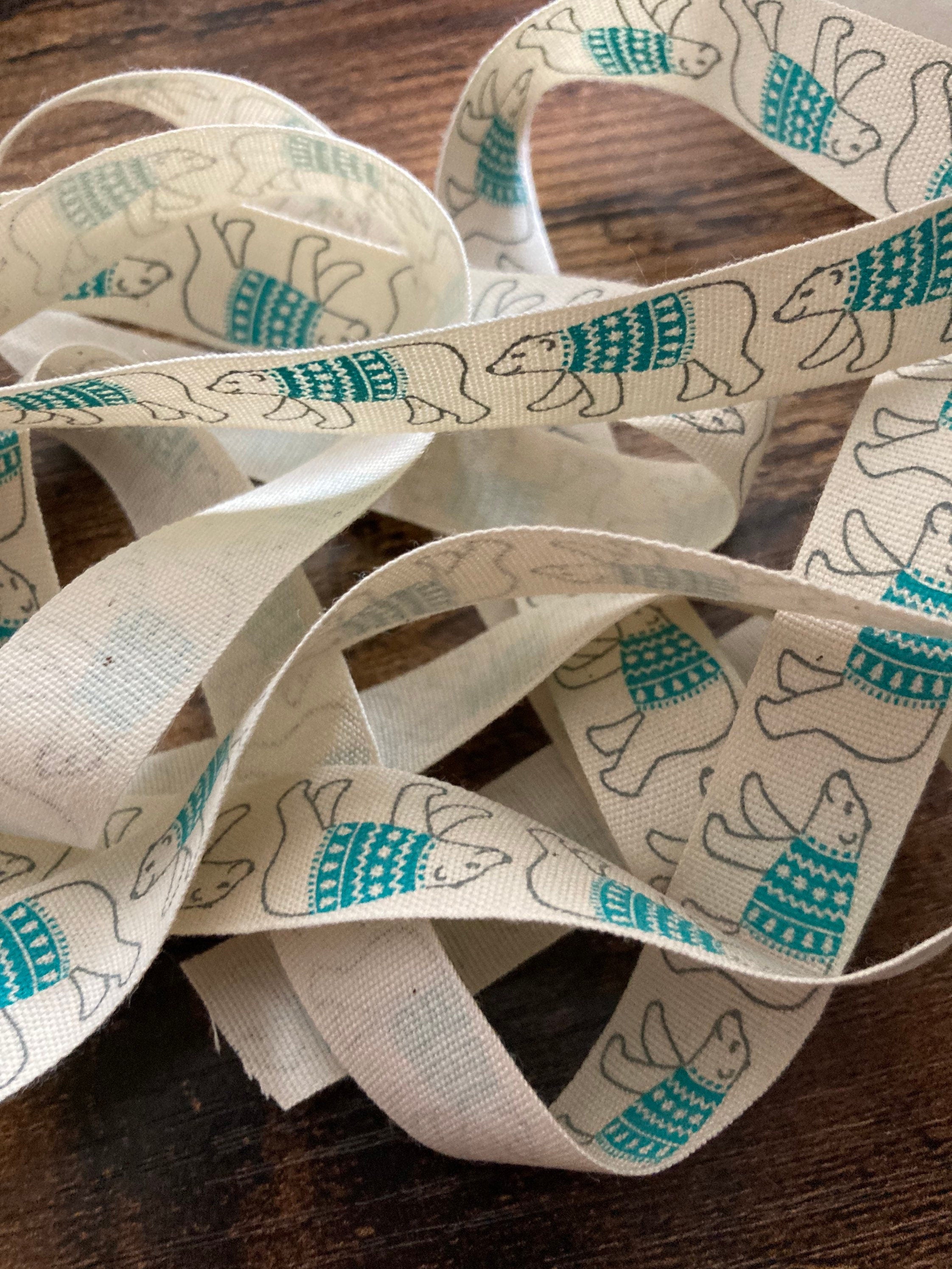 50cm of 15mm polar bear cream natural cotton ribbon