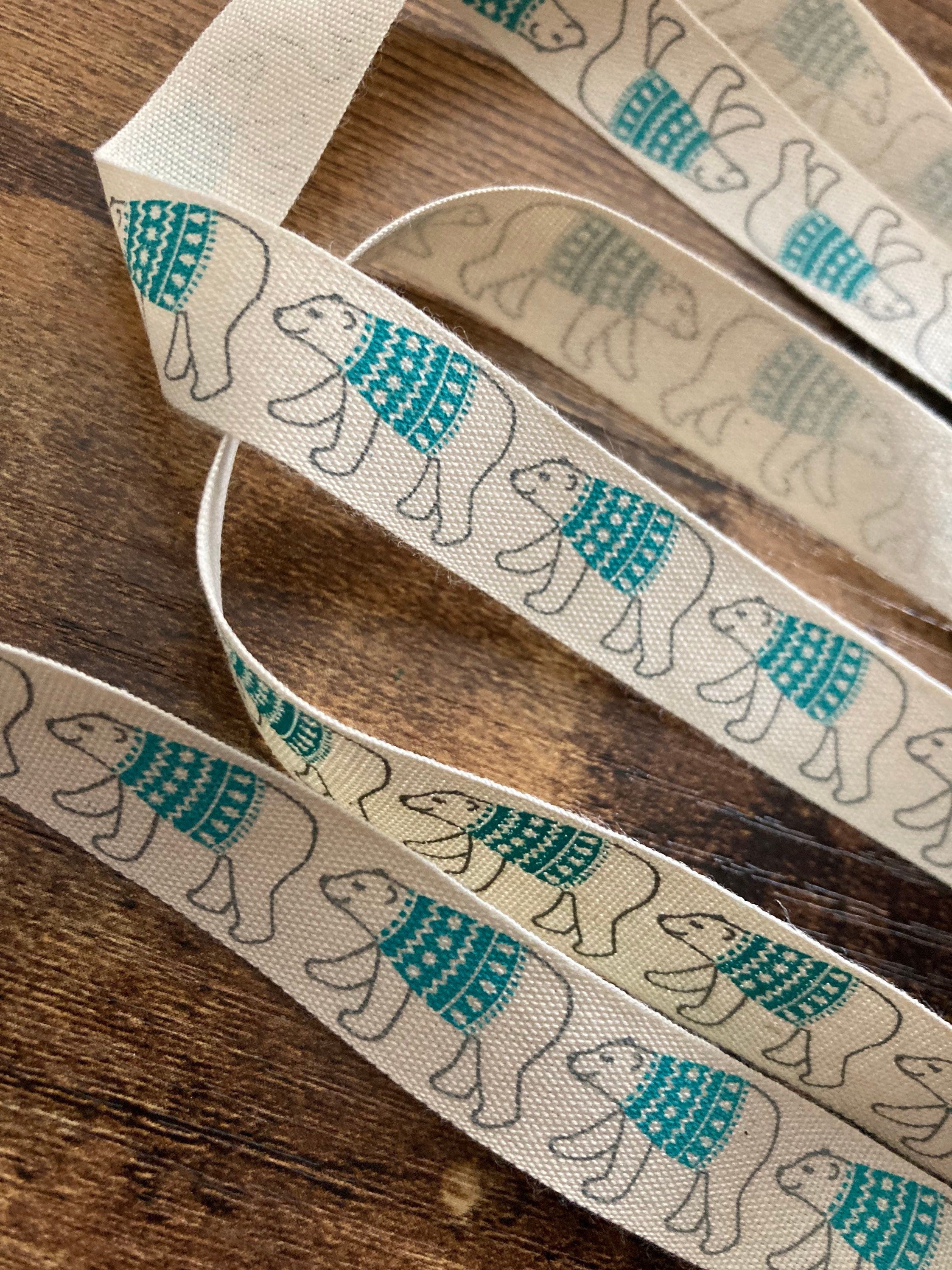 50cm of 15mm polar bear cream natural cotton ribbon