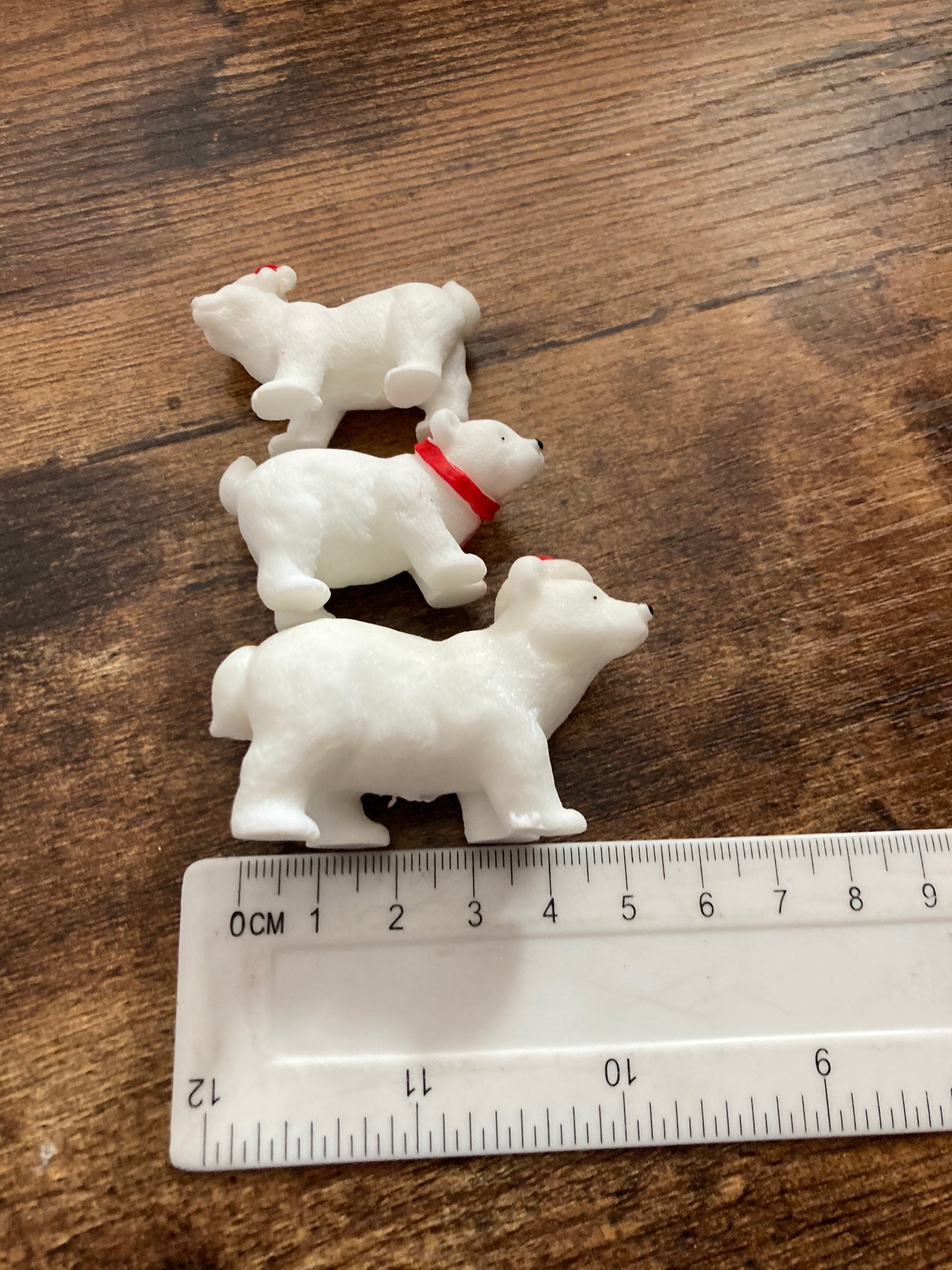 Polar bear family Christmas cake topper decorations , set of three