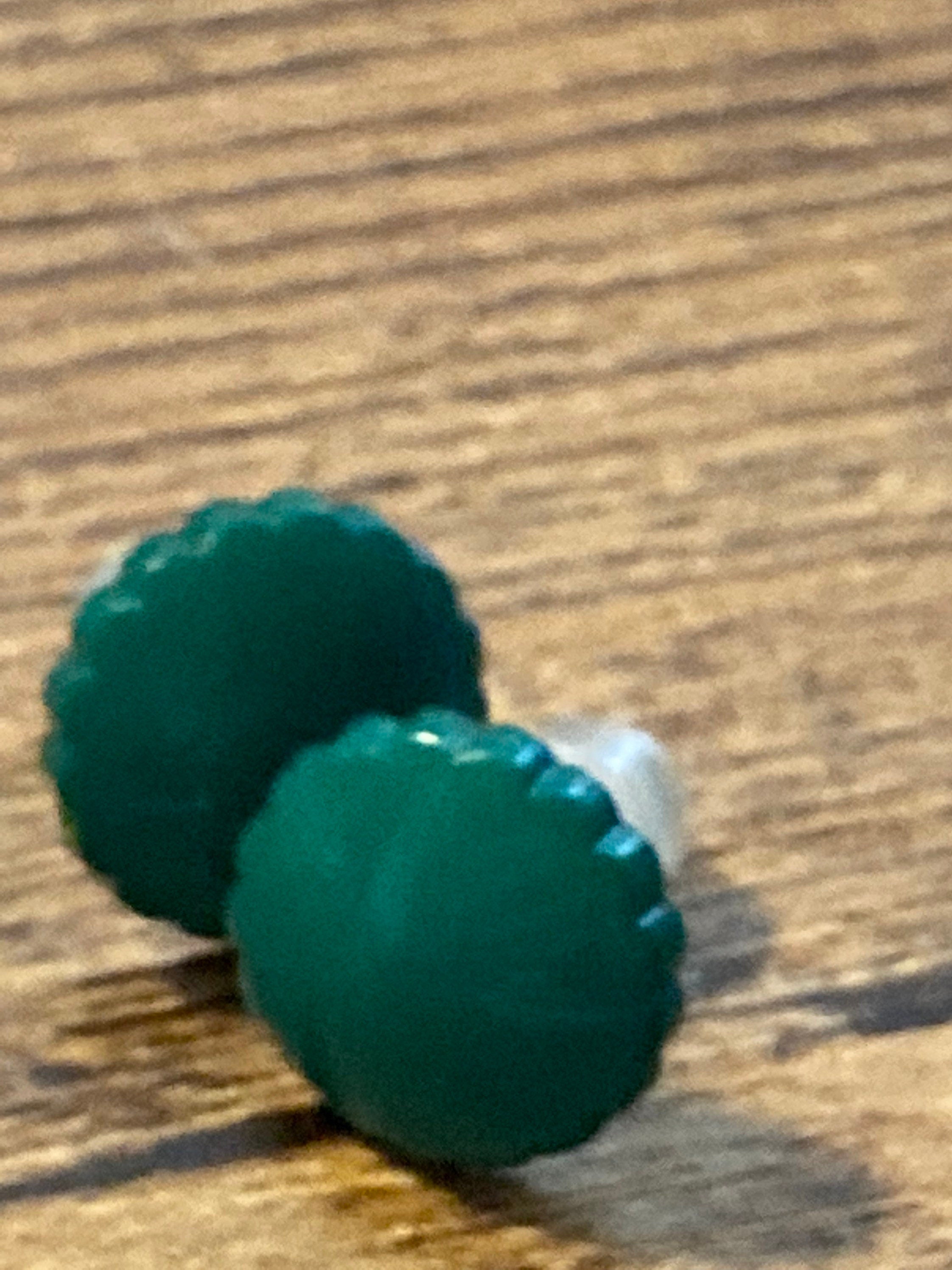 Small Green plastic button stud earrings, pierced ear’s hypoallergenic
