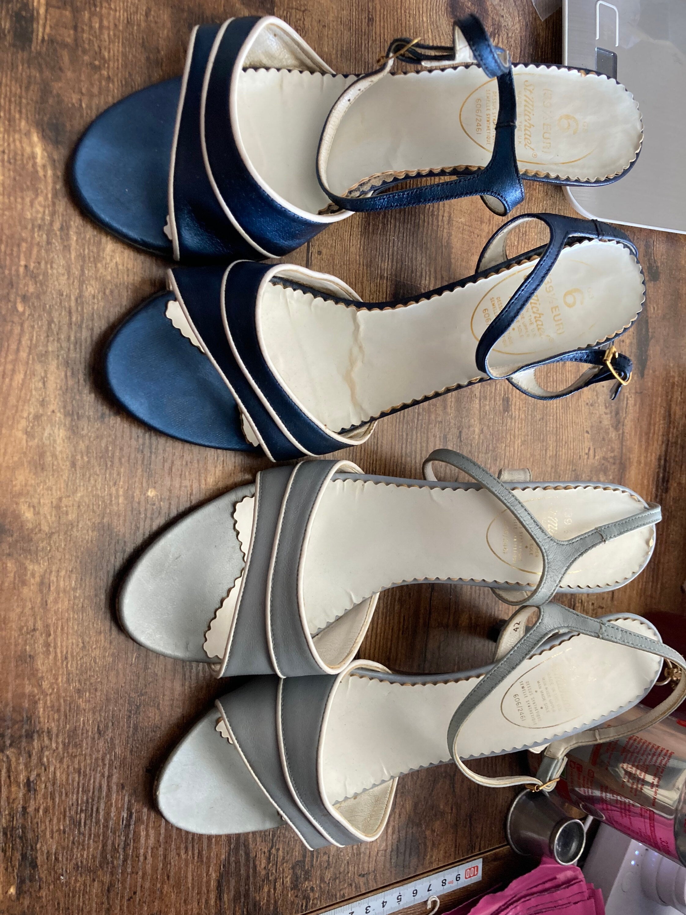 Retro St Michaels Peep Toe Sandals: Metallic Grey Silver Heels