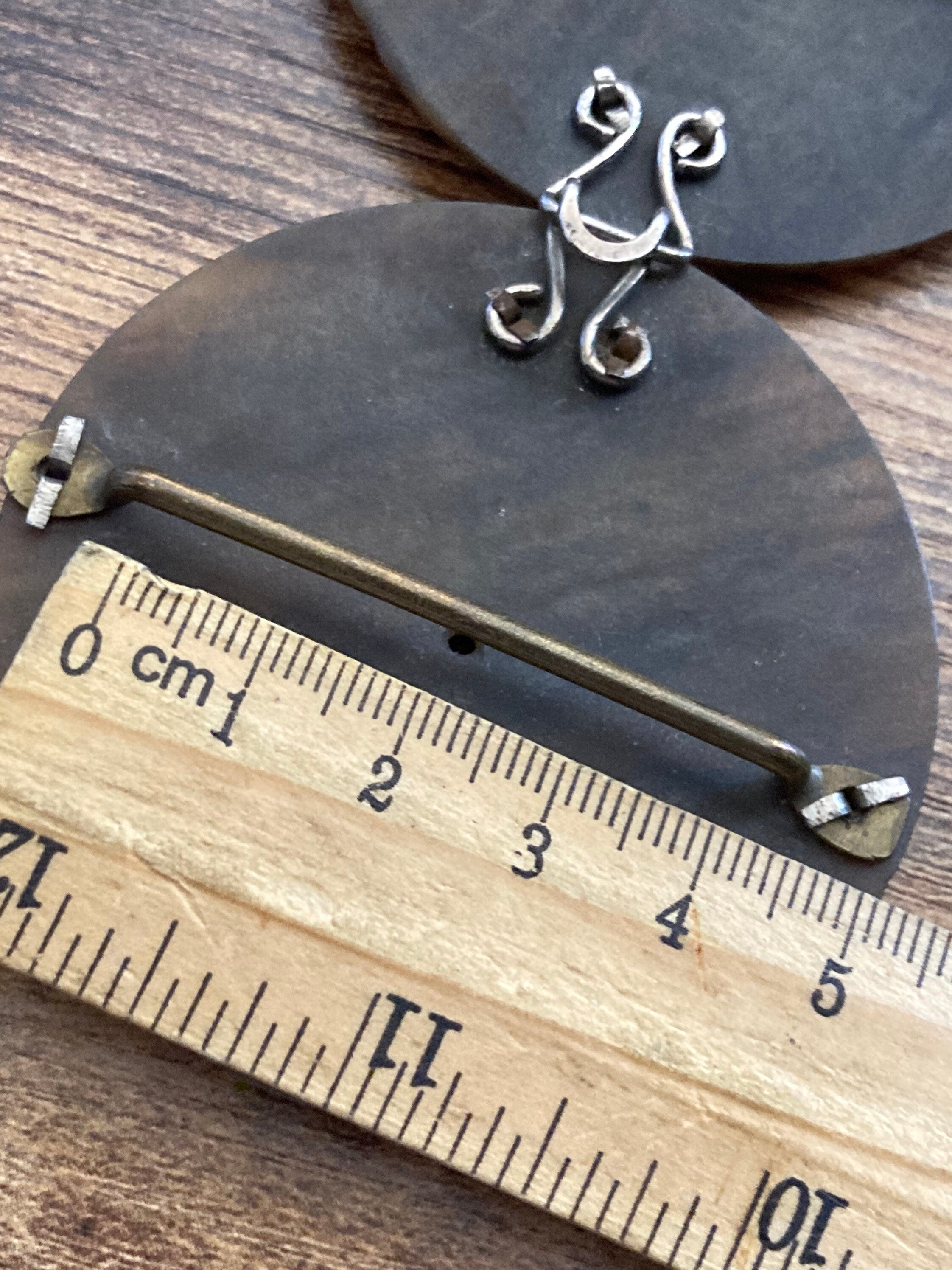 XL Art Deco Tortoiseshell Bakelite Belt Buckle with MOP Inlay