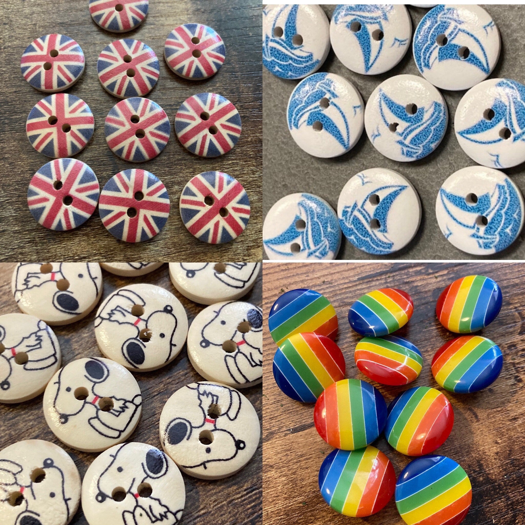 Leopard print buttons Set of 20 pieces x 15mm round small wooden buttons