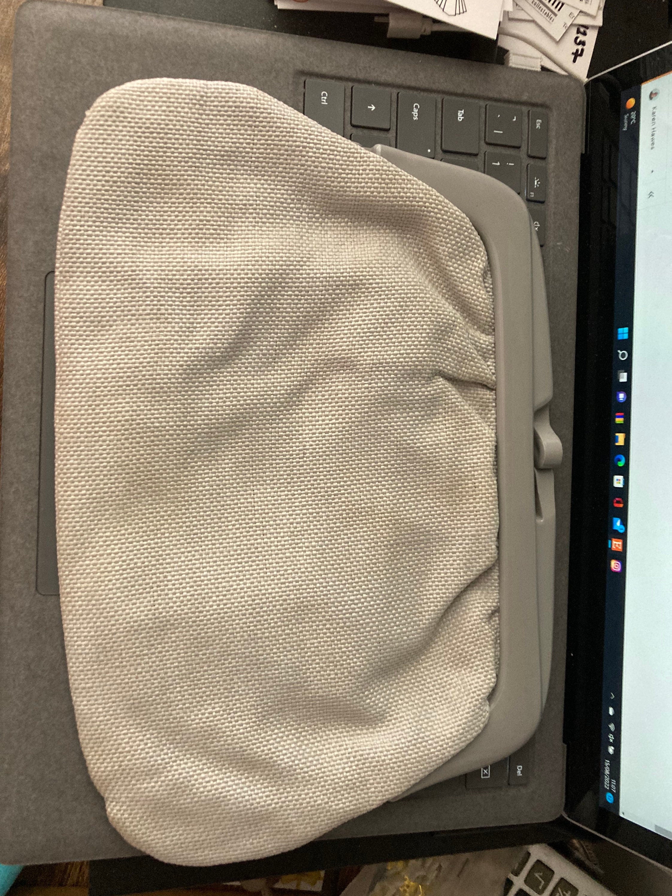 Italian vintage 1970s light grey fabric clutch bag purse