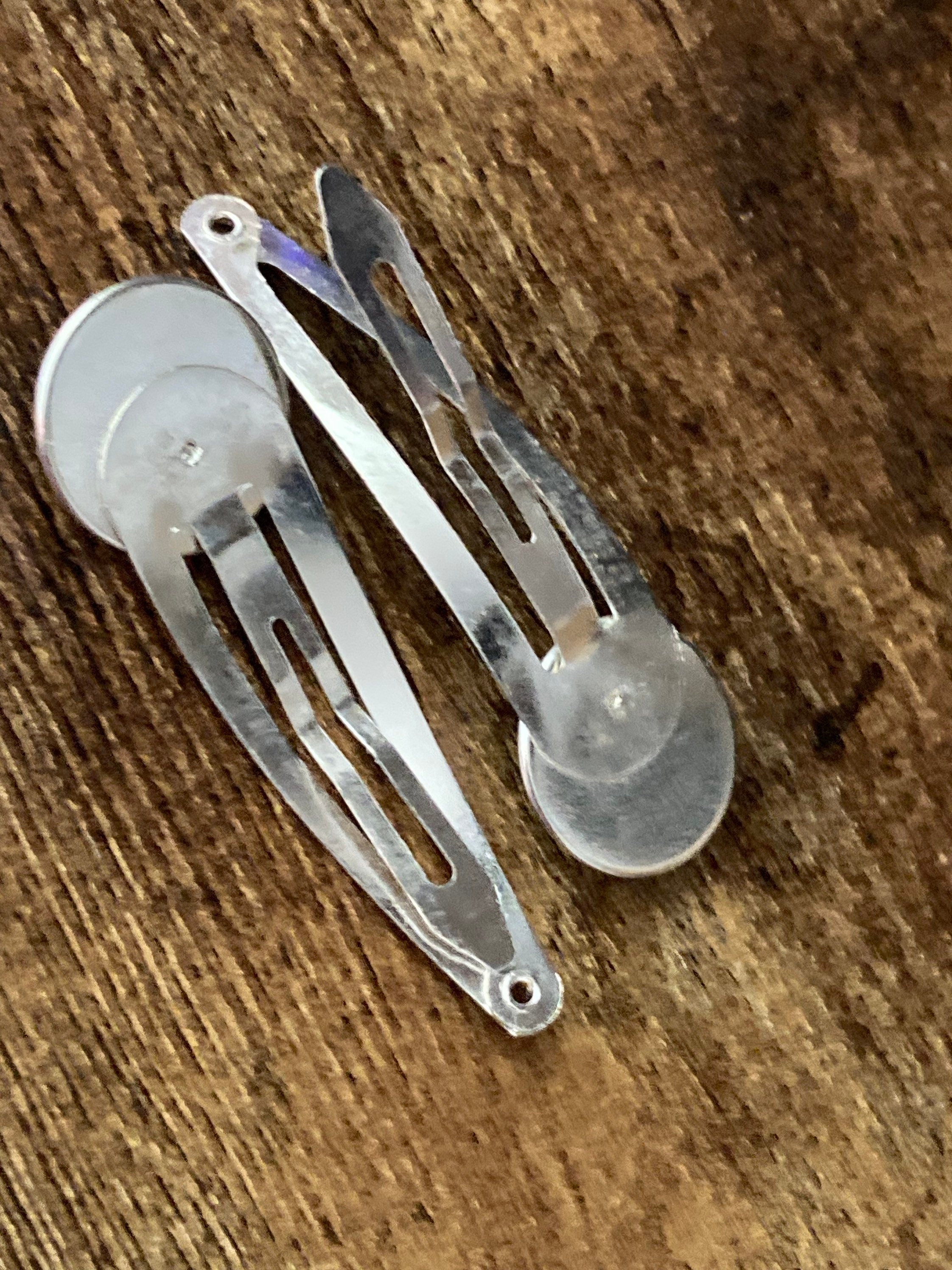 pair of Blue White Striped Anchor Nautical snap hair clips