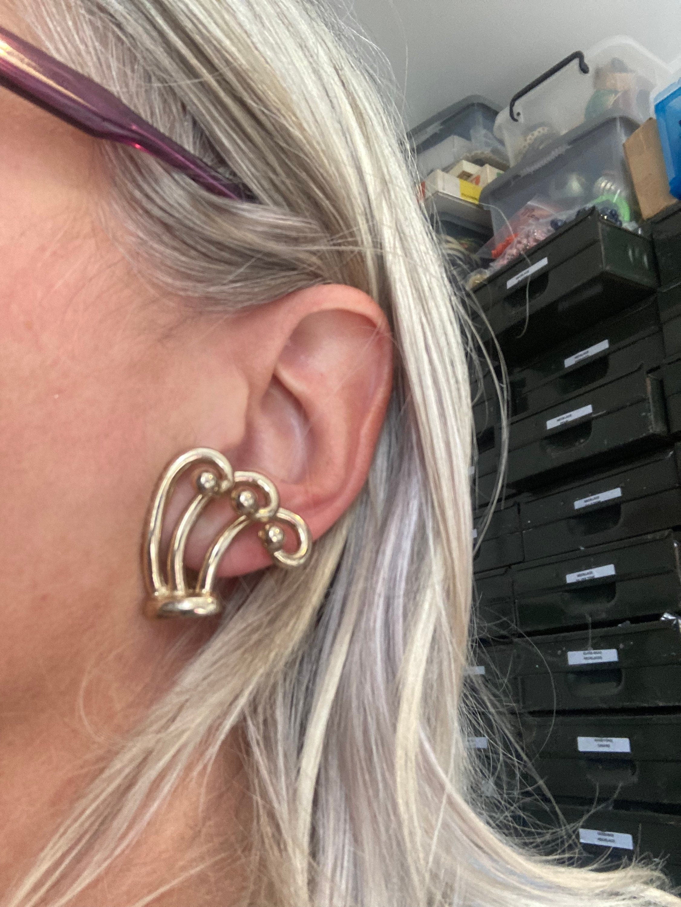 Signed BERGERE French pair of Mystery earrings dress shoe clips