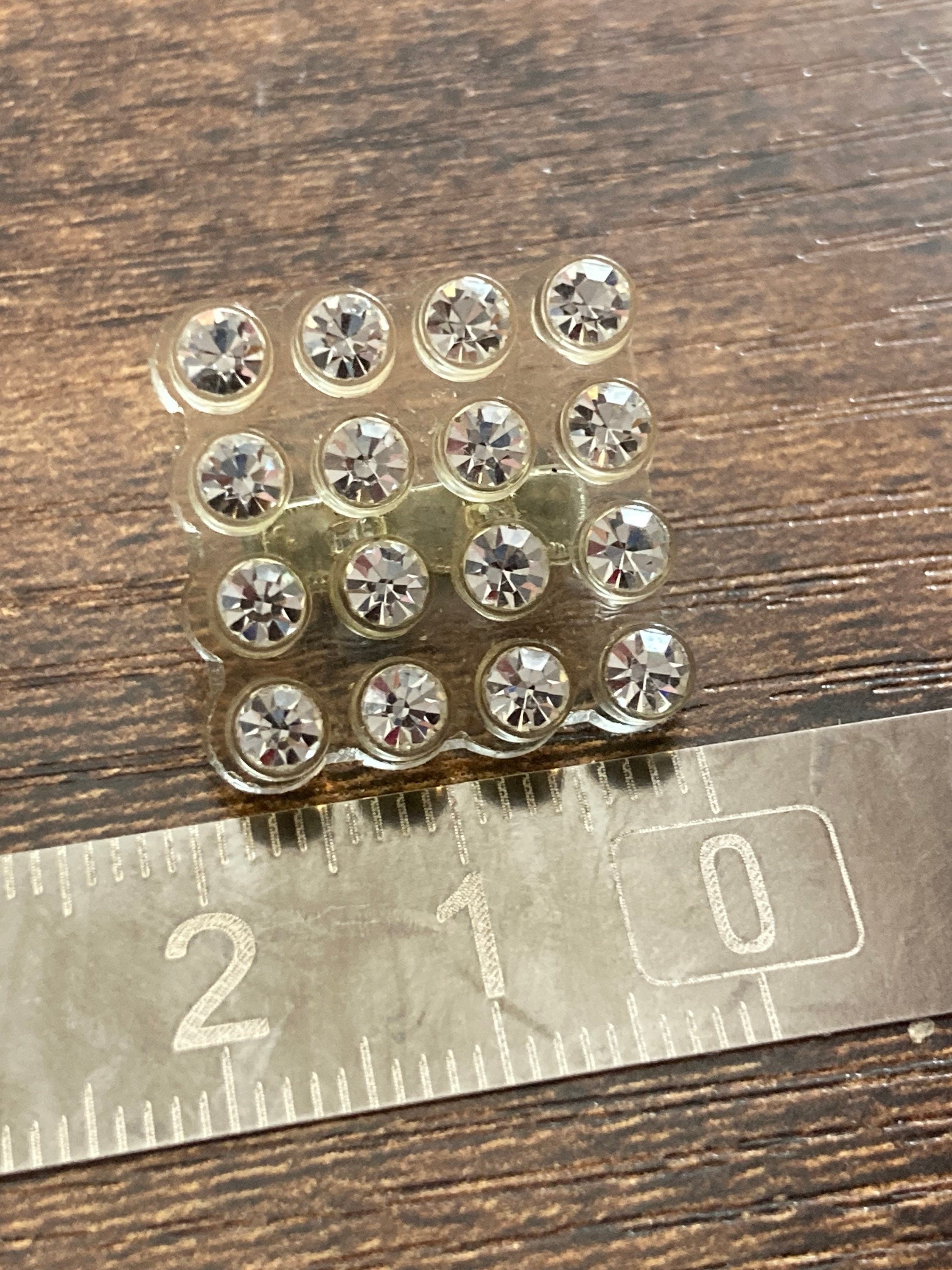 Celluloid square plastic shoe clips, vintage diamanté