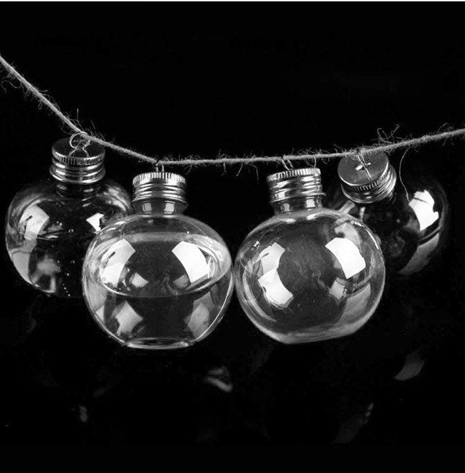 Booze Balls: 6 Fillable Christmas Baubles, 100ml Plastic Ornaments