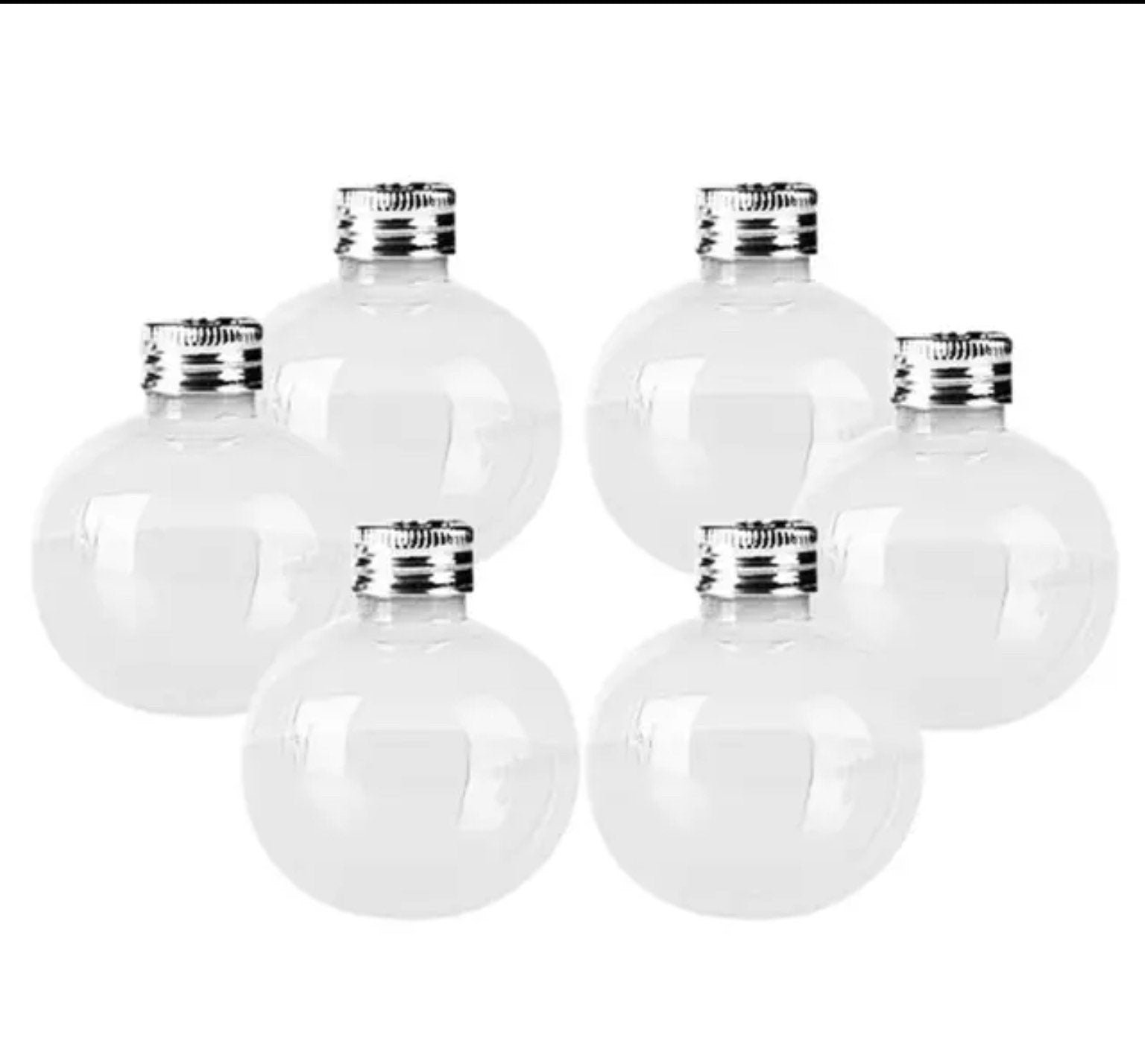 Booze Balls: 6 Fillable Christmas Baubles, 100ml Plastic Ornaments